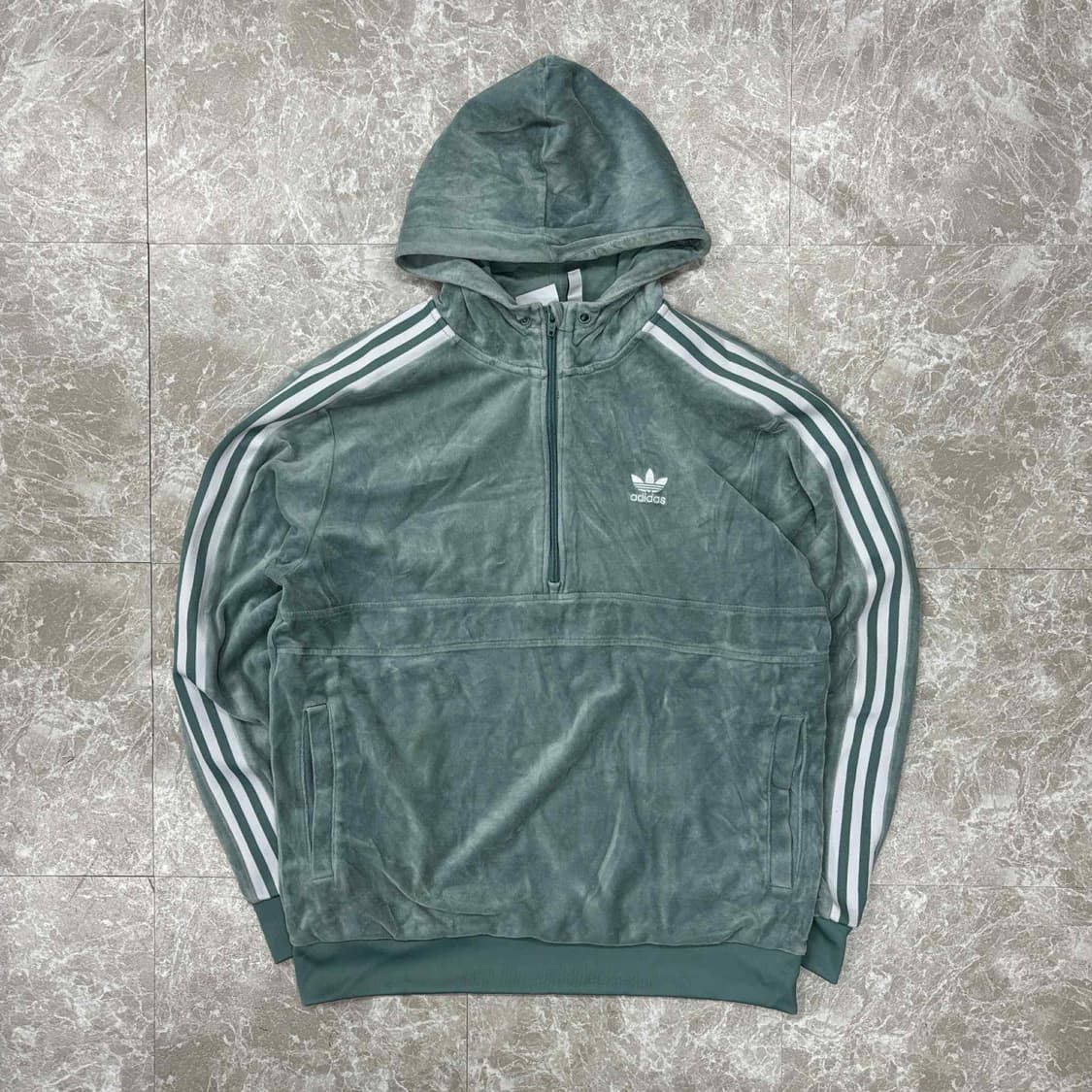 아디다스 신형 벨루어 벨벳 코지 하프집 후드티(L) 상품이미지2