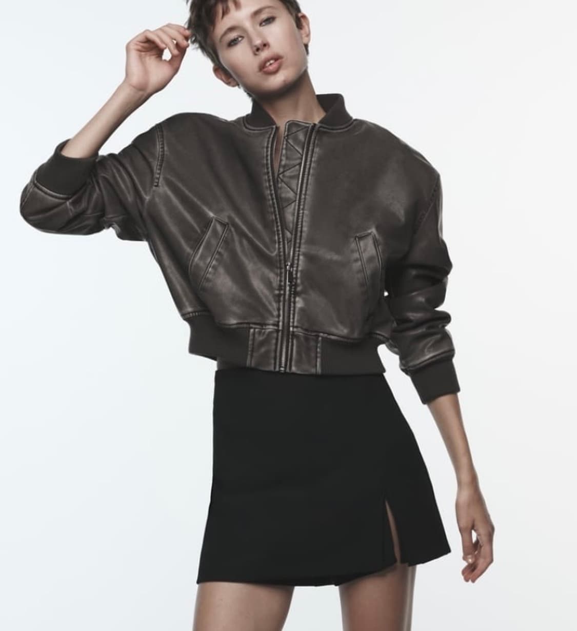 자라 레더 봄버자켓(블루종) 상품이미지1