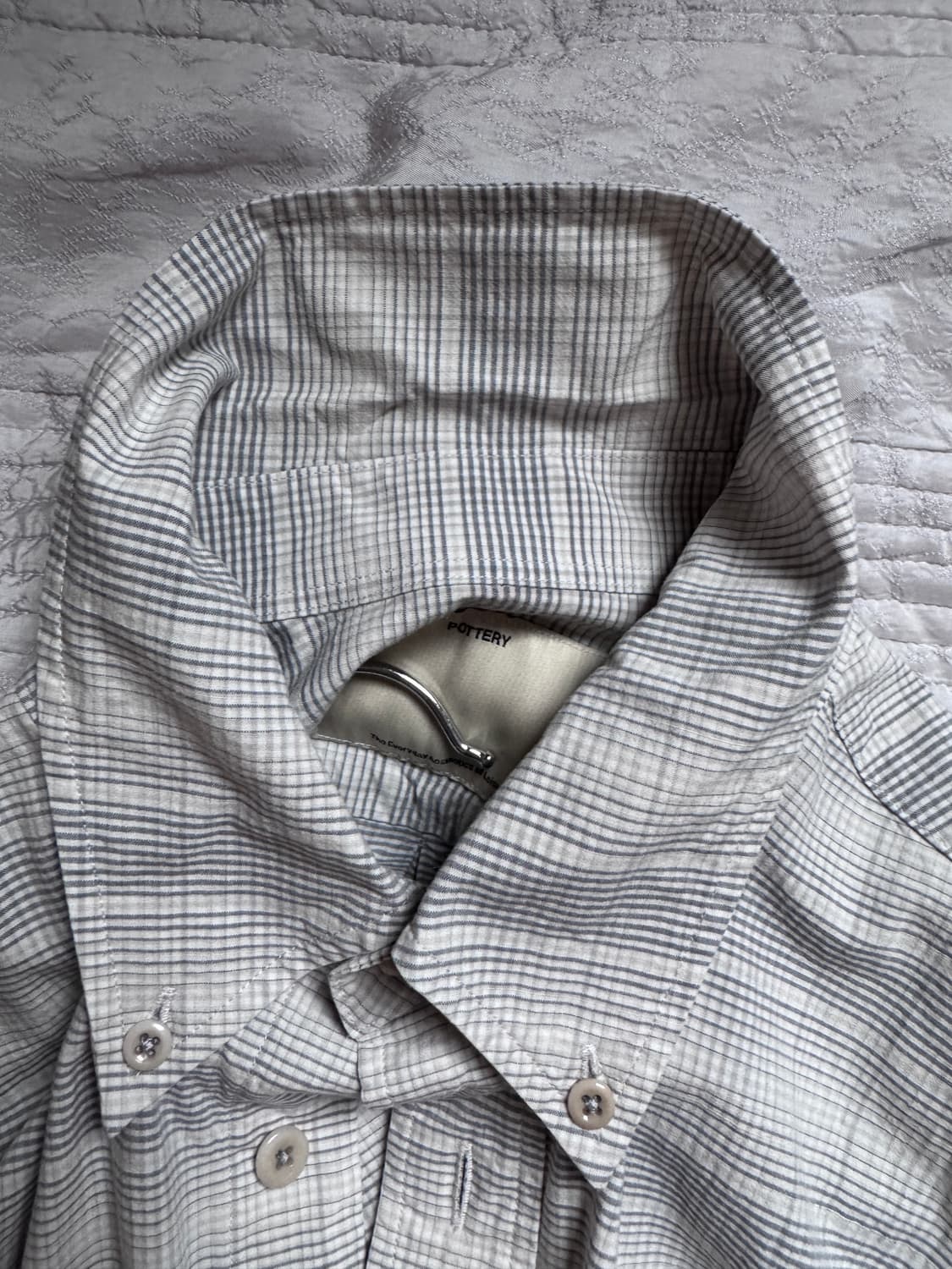 포터리 텐셀 코튼 루즈드 셔츠 그레이체크 1사이즈  상품이미지3