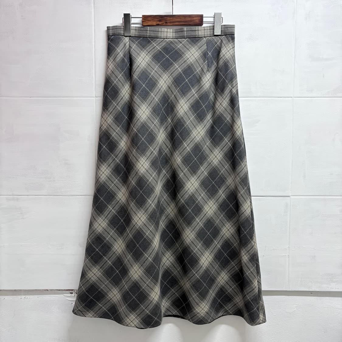 그레이 체크 울 롱 스커트 (JPN) 상품이미지1