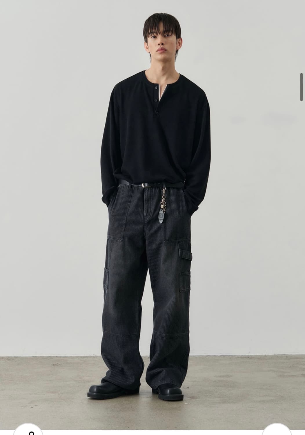 (L) 알리스 워셔블 레이어드 헨리넥 니트티셔츠 [블랙] 판매 상품이미지8