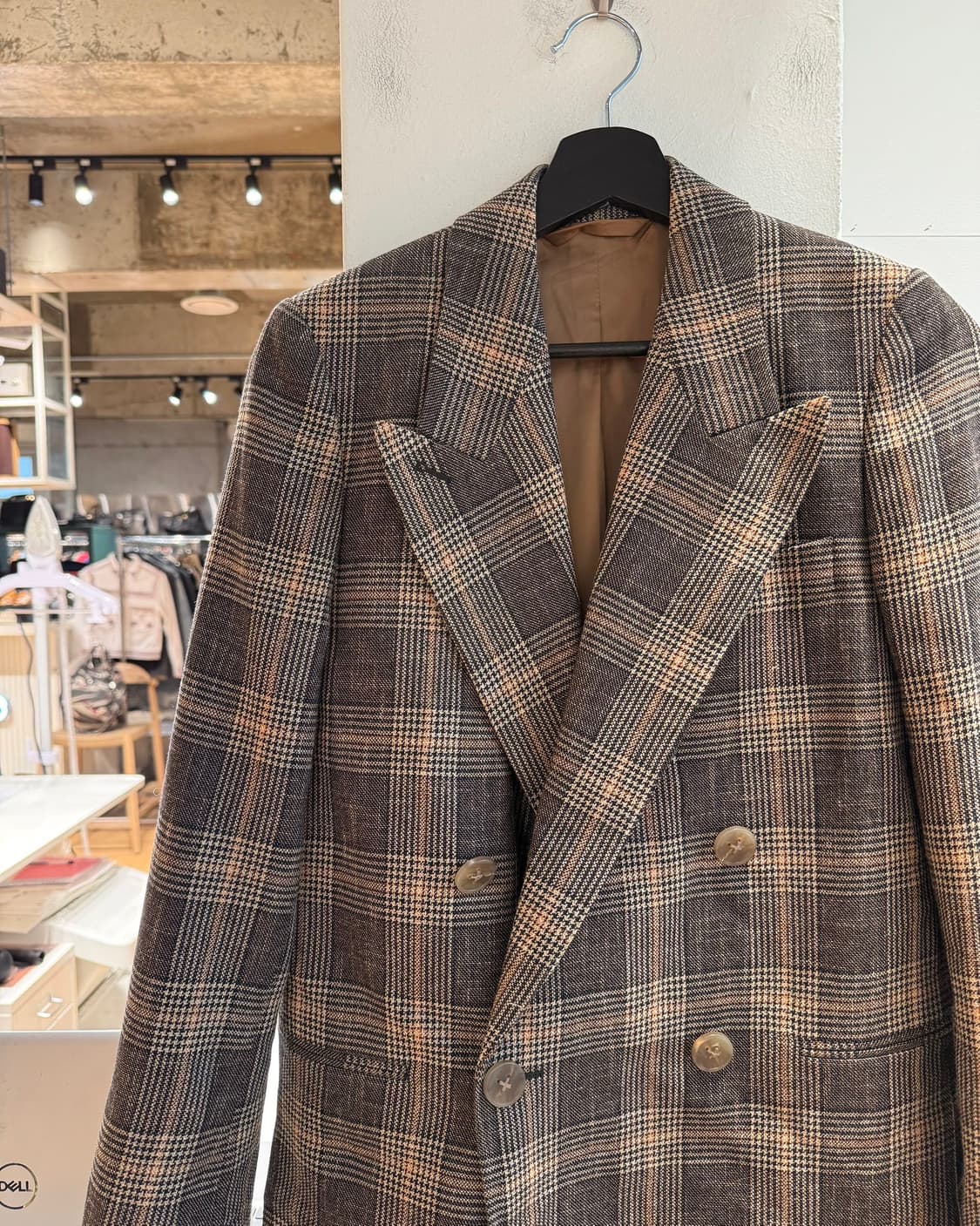 아크네 스튜디오 브라운 체크 더블 브레스티드 블레이저 자켓  상품이미지4