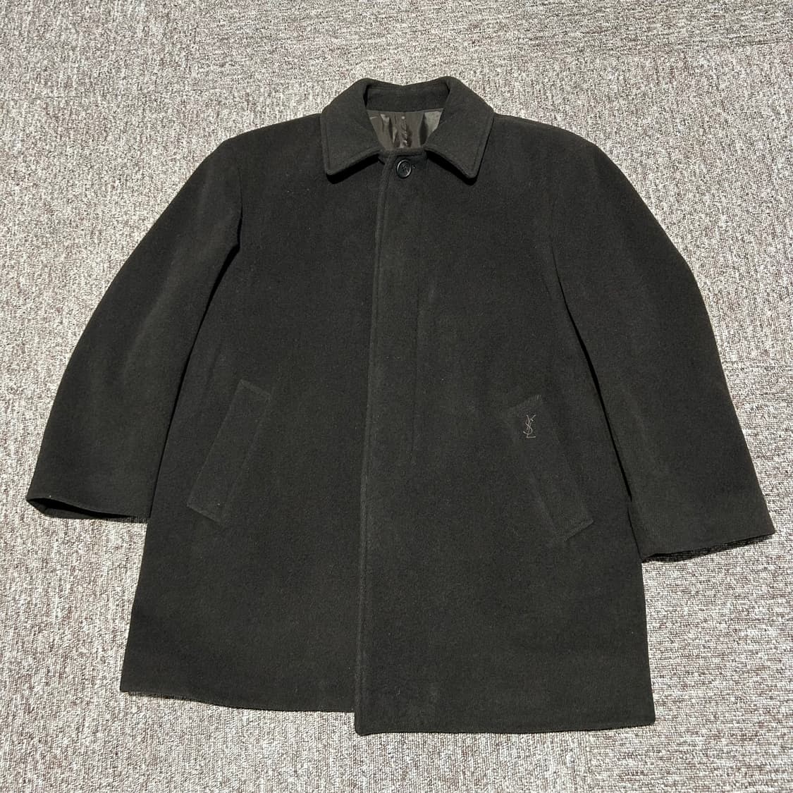 L) YSL 입생로랑 울 코트 싱글 미디움 코트 딥브라 상품이미지2