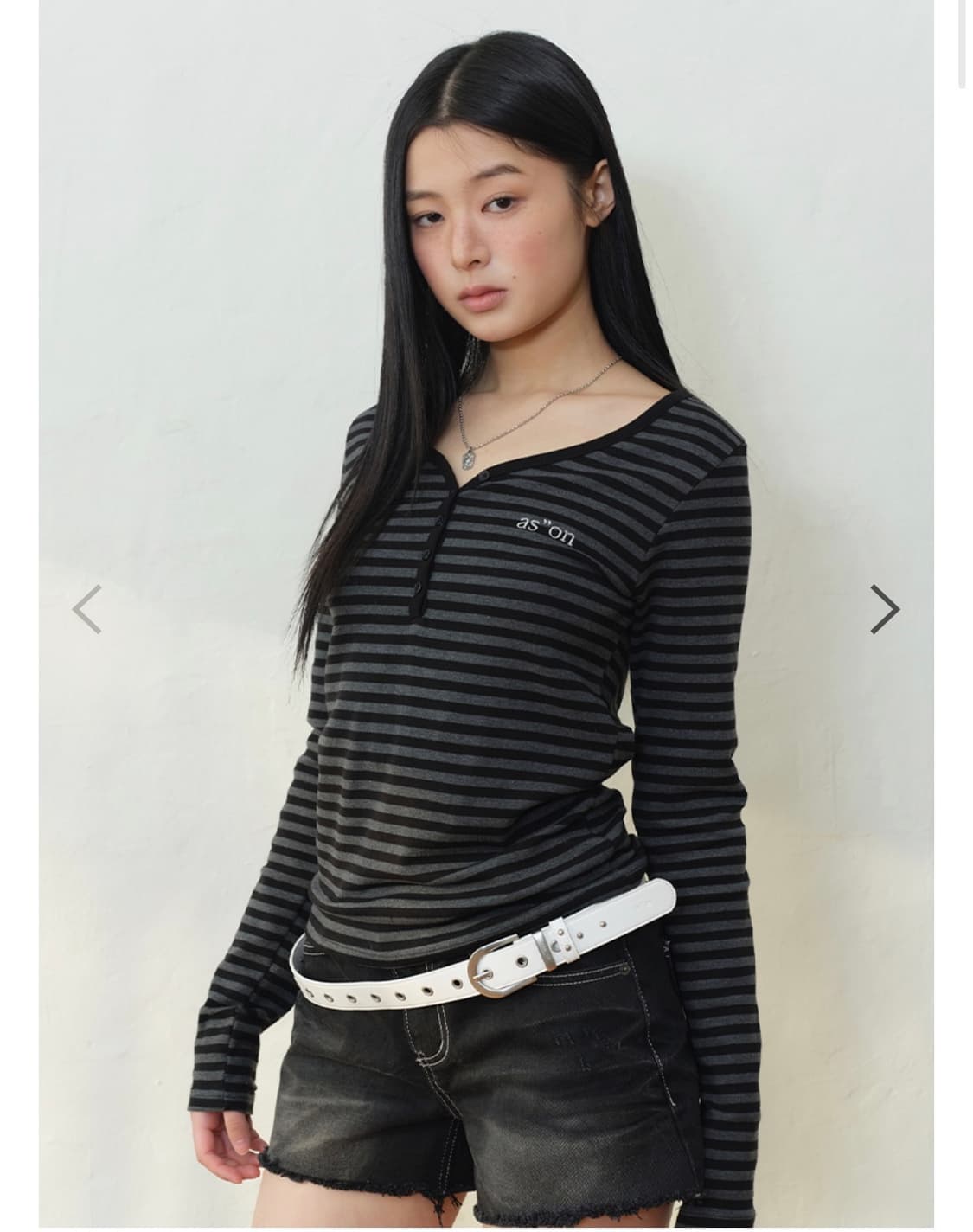 애즈온 ELLEN STRIPE TEE / BLACK 상품이미지1
