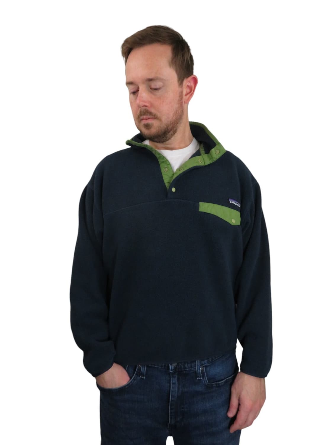 90s 파타고니아 신칠라 스냅-T 네이비/라임 상품이미지1