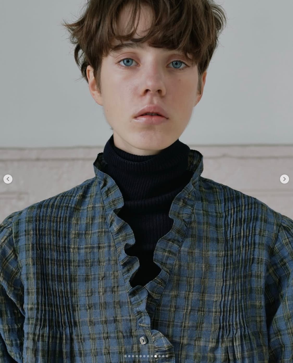 비아 플레인 체크 블라우스 사이즈 프리 상품이미지8