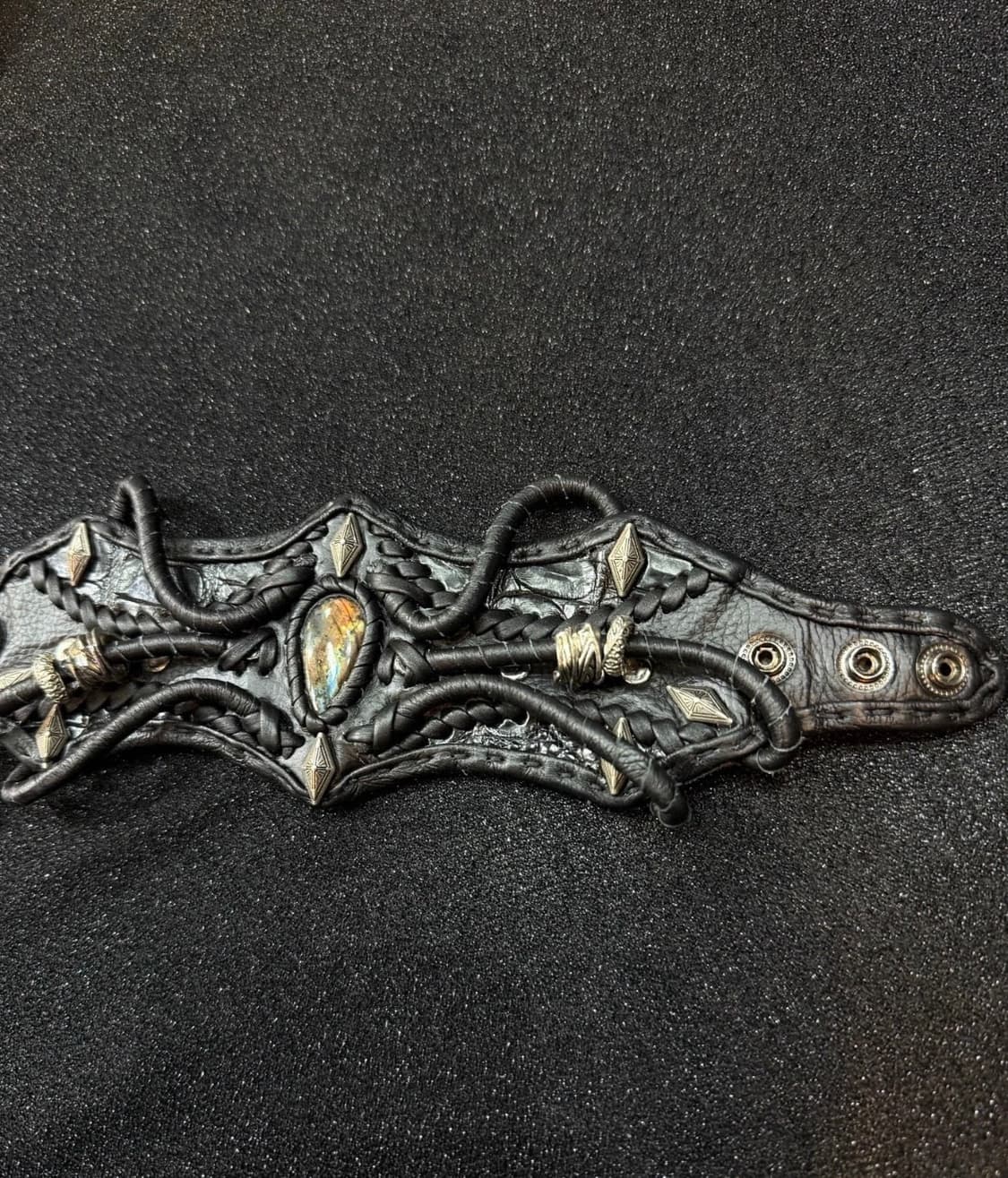 V-kei leather black 팔찌 상품이미지2