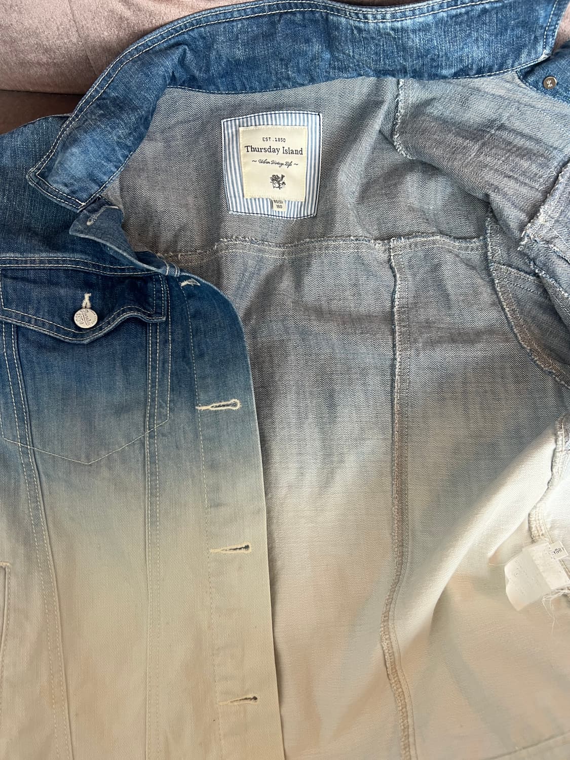 써스데이아일랜드 여성 그라데이션 데님자켓 청자켓 상품이미지6