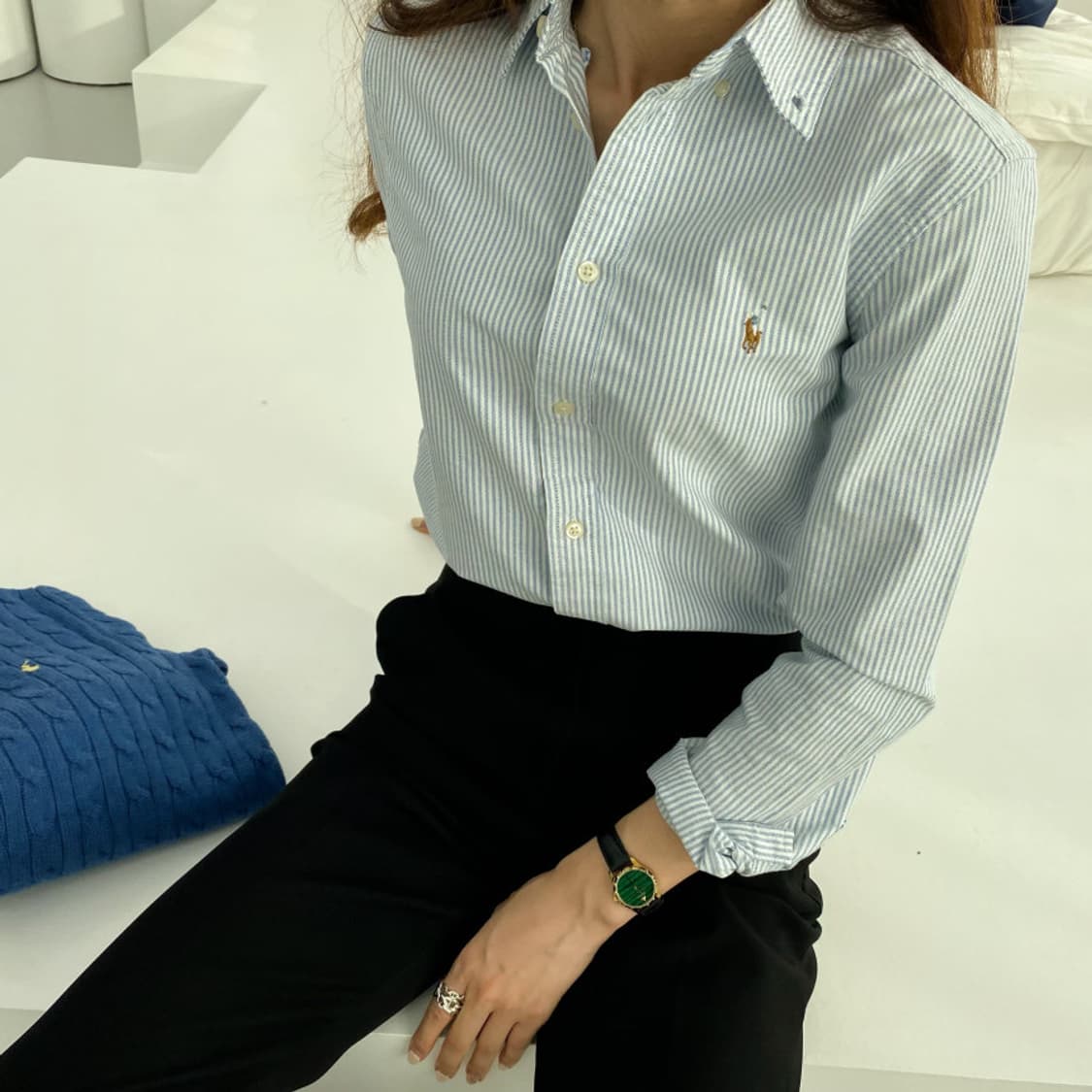 폴로 블루 스트라이프 셔츠 상품이미지1