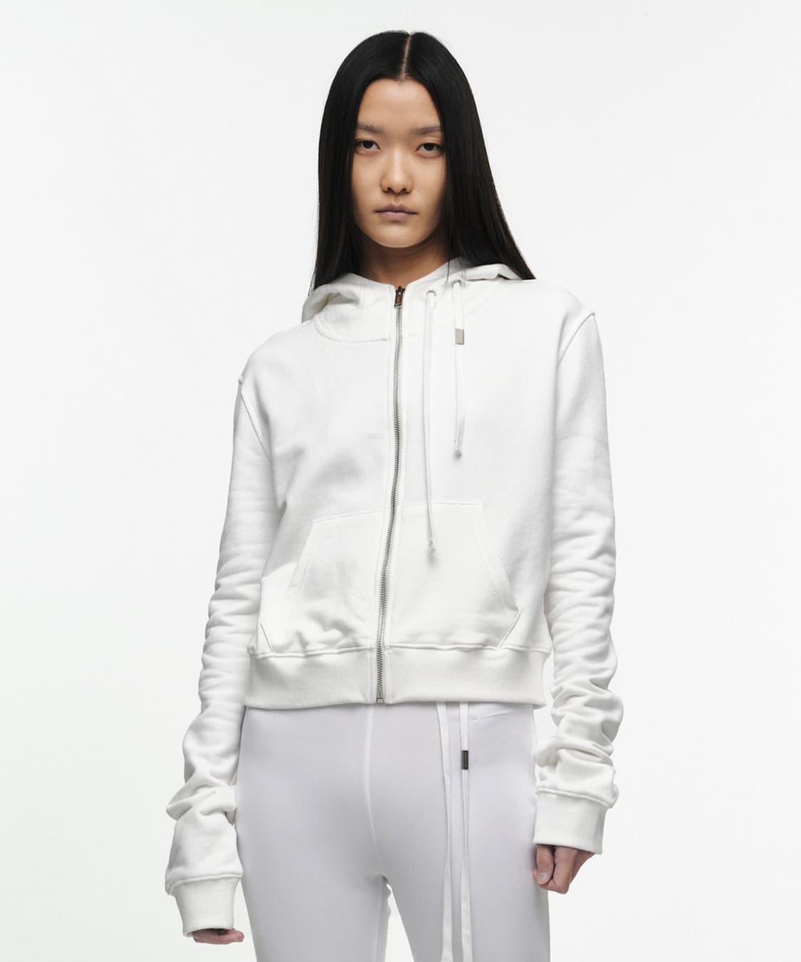 나체 크롭 후디 집업 CROPPED HOODIE ZIP-UP IVORY 상품이미지1