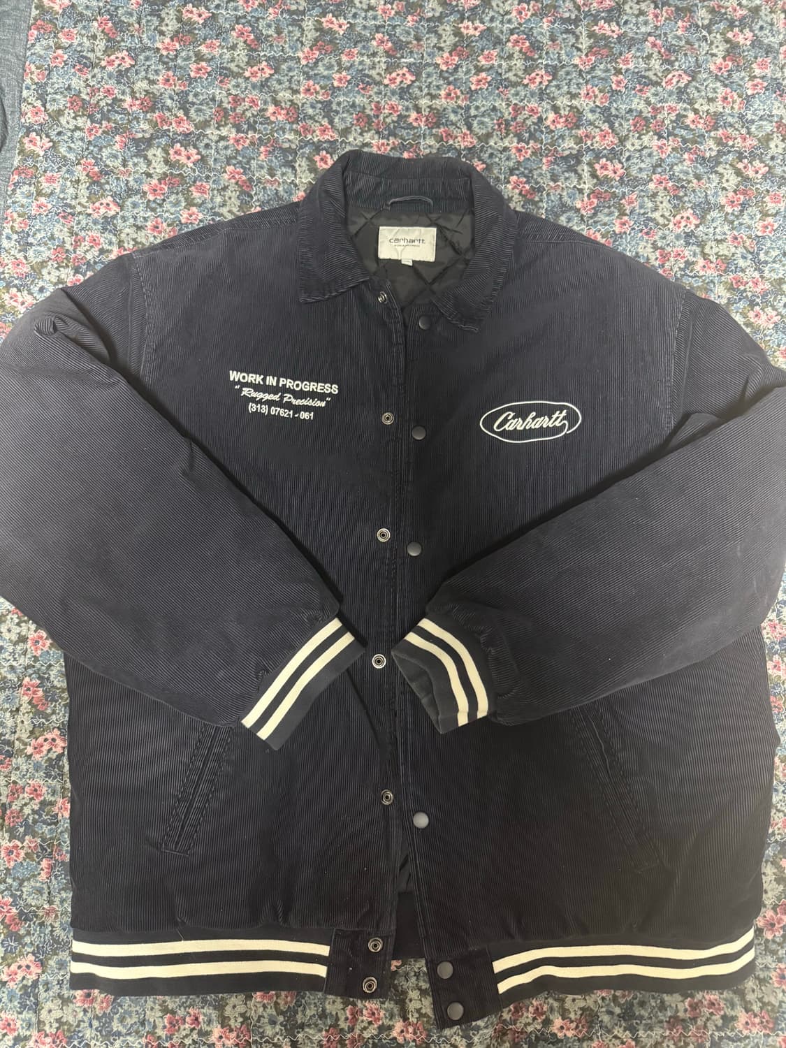 칼하트 WIP 러그드 레터맨 자켓 다크 네이비 2XL 상품이미지1