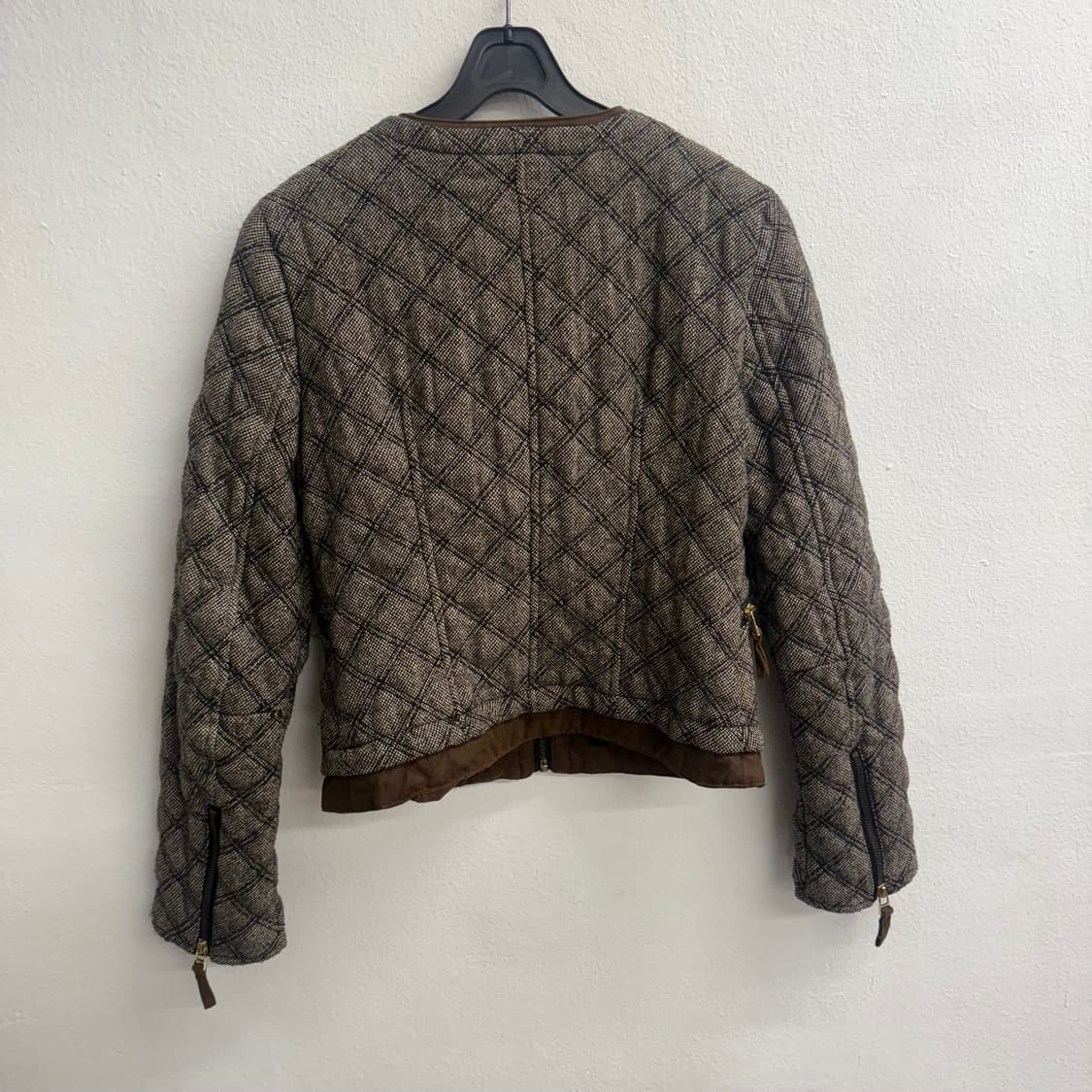 (Zara) 자라 베이직 브라운 트위드 퀄팅 집업 M 상품이미지4