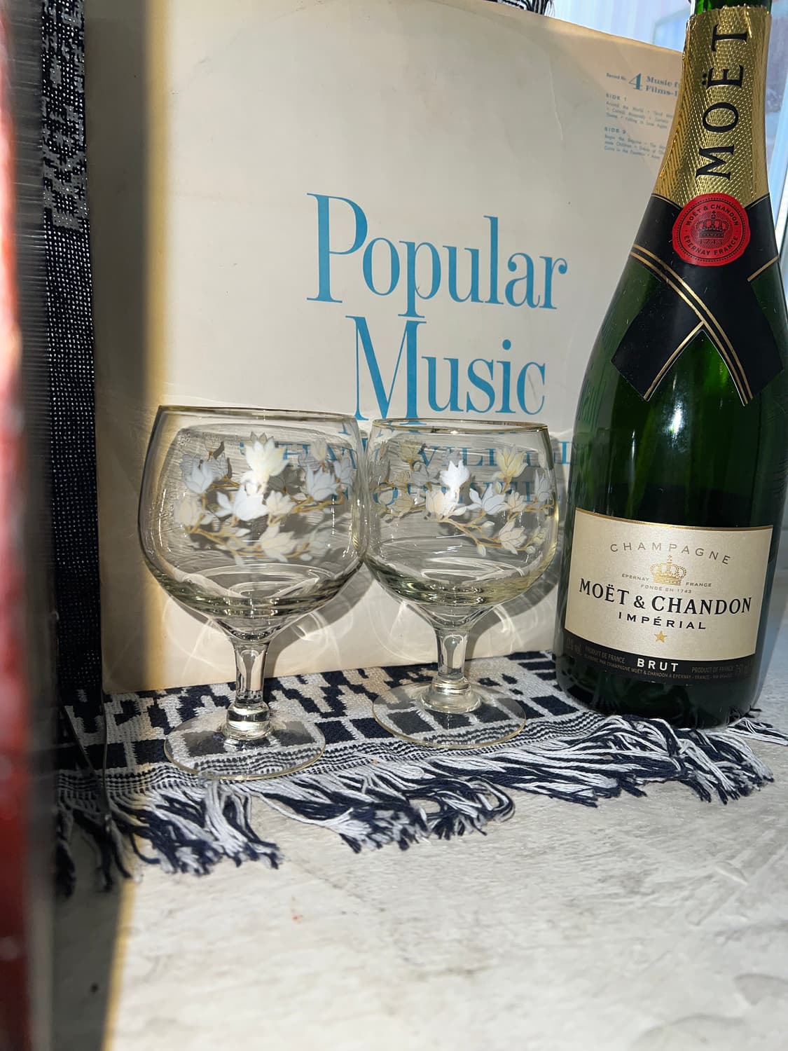 80s Korean VTG Floral Stem Glass 상품이미지1