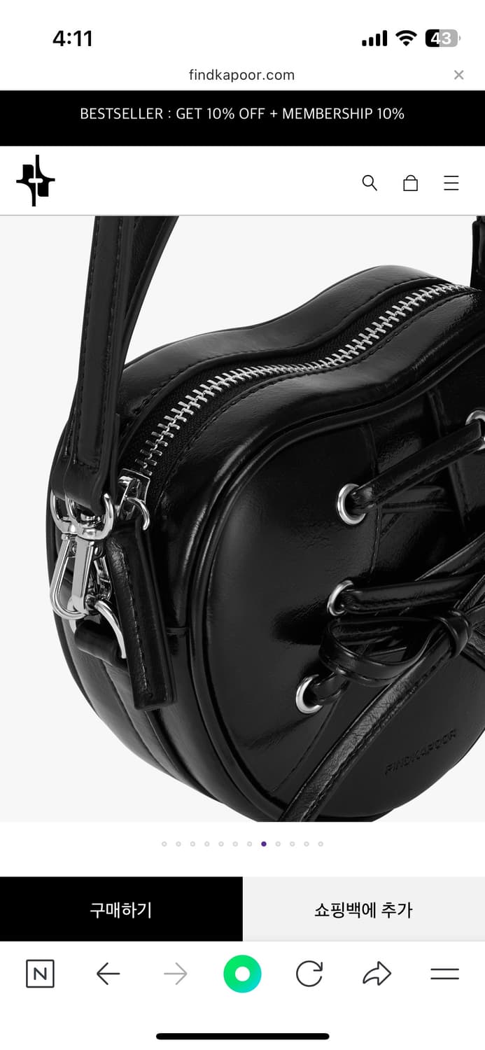 FIND KAPOOR 리본 타이 하트백 블랙 상품이미지4