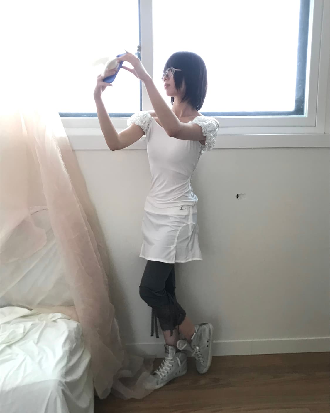 Lecaf white simple line point mini skirt 상품이미지8