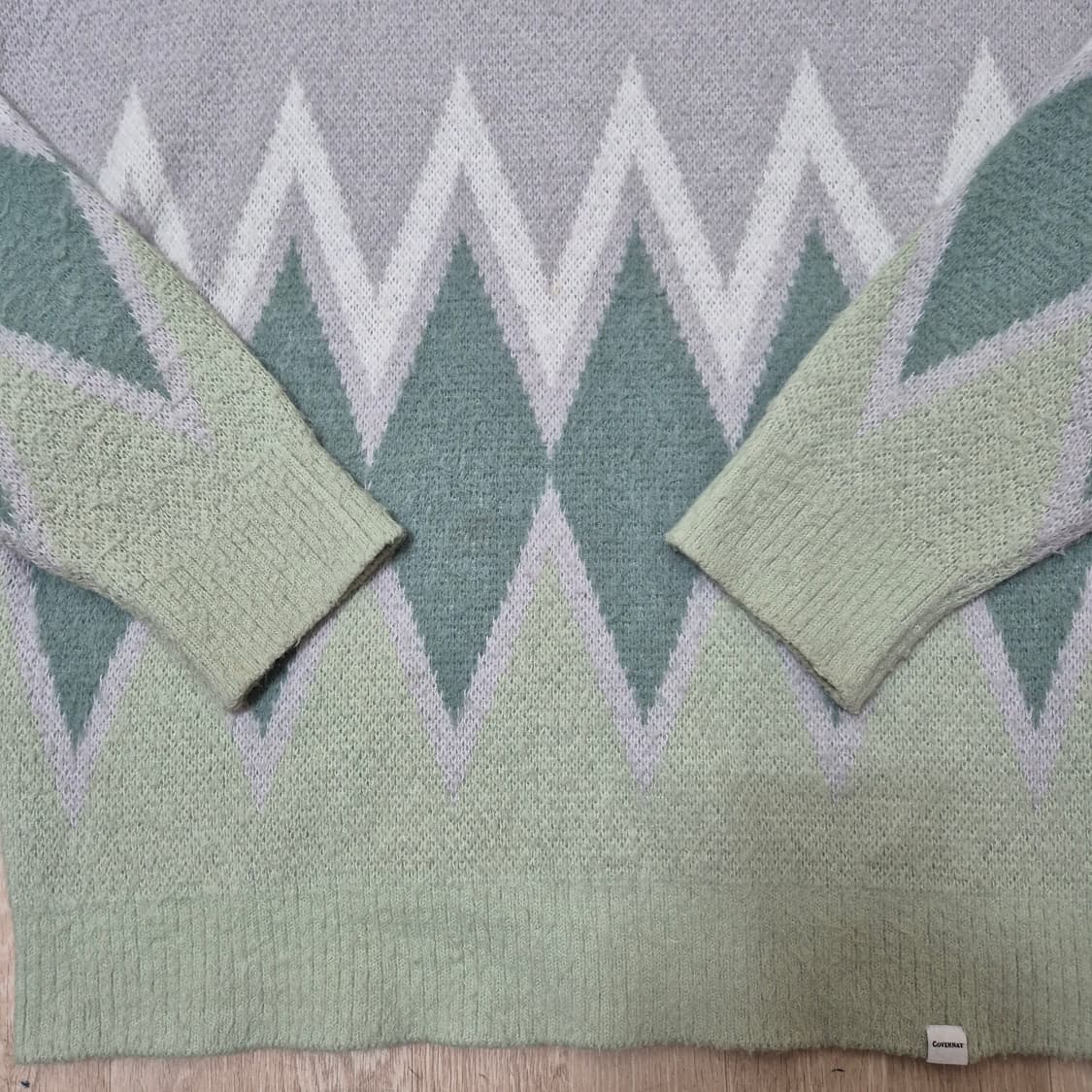 커버낫 다이아몬드 패턴 라운드 니트 XL(105) 상품이미지3