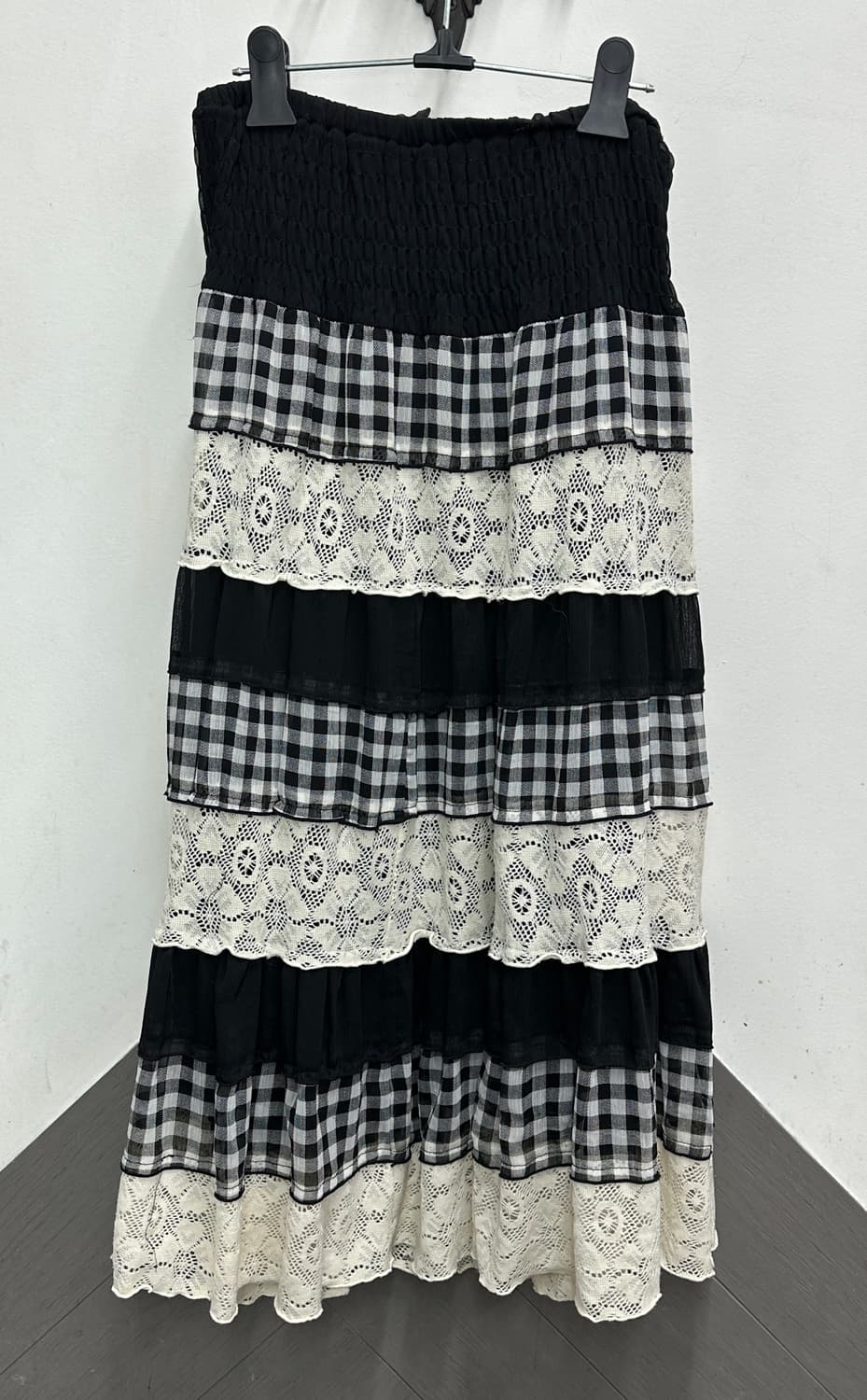 🤍하구미의 페어리 블랙 그런지 코디세트🤍 프릴 패치워크 레이스 원피스 상품이미지6