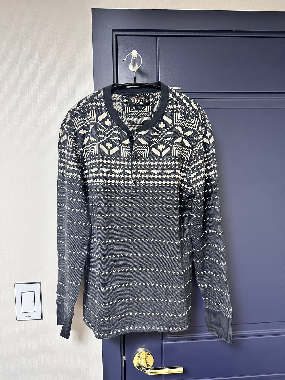 RRL 블랙 네이티브 자카드 헨리넥 M 상품이미지2