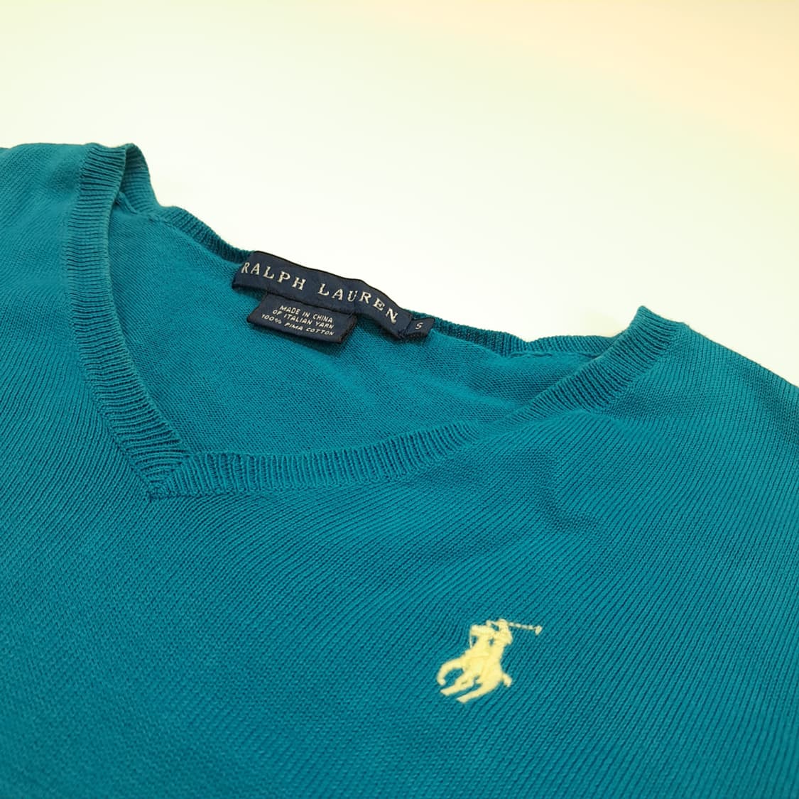 CN746W S 폴로 랄프로렌 블루그린 V넥 긴팔 니트 스웨터 상품이미지5