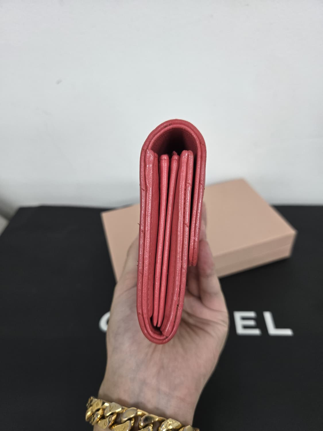 [보증서 A급]샤넬 쉐브론 핑크 장지갑 상품이미지3