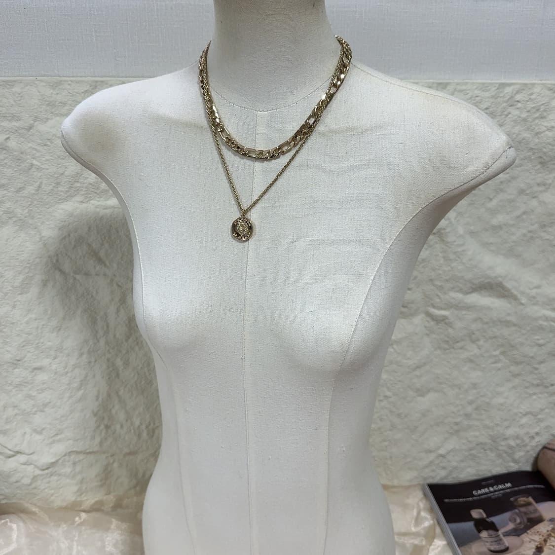 빈티지  쿠바체인 꽈배기체인 레이어드 목걸이 상품이미지1