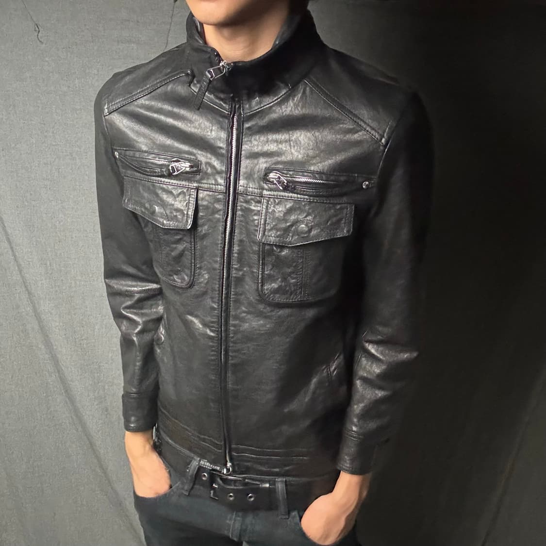 lamb skin pocket leather jacket 상품이미지2
