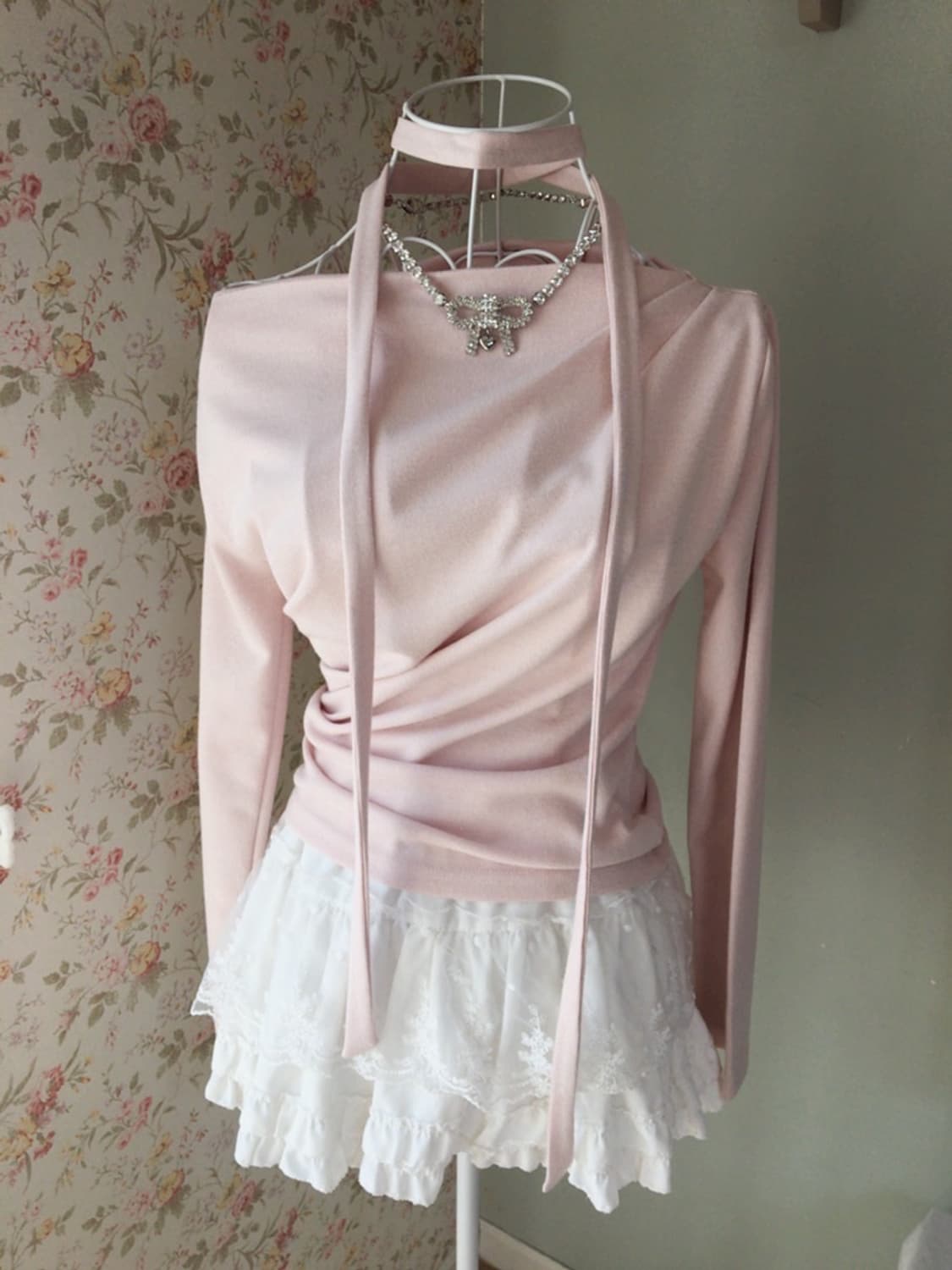 히메갸루 로걀♥핑크 셔링 티셔츠 상품이미지1