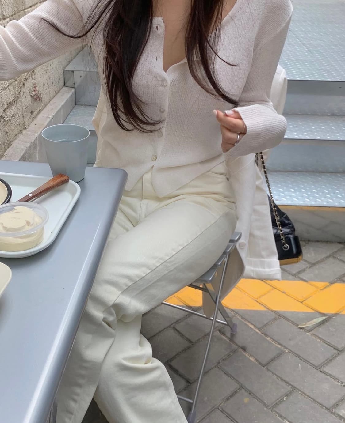 더위시 리즈(leeds) 베이스 슬림 가디건 아이보리 상품이미지4