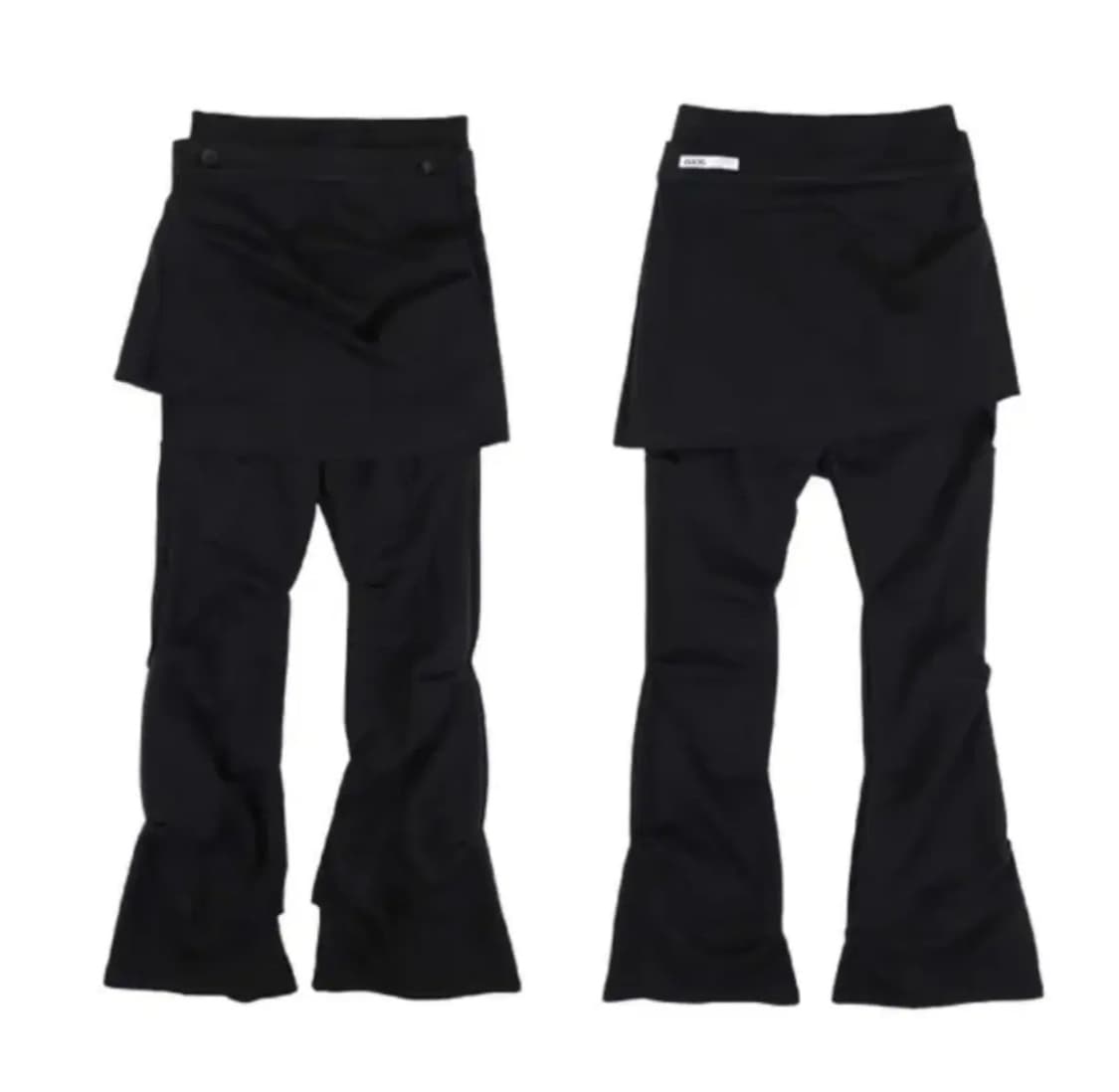 오호스 랩 오버 턱 팬츠 스커트 블랙1 상품이미지1