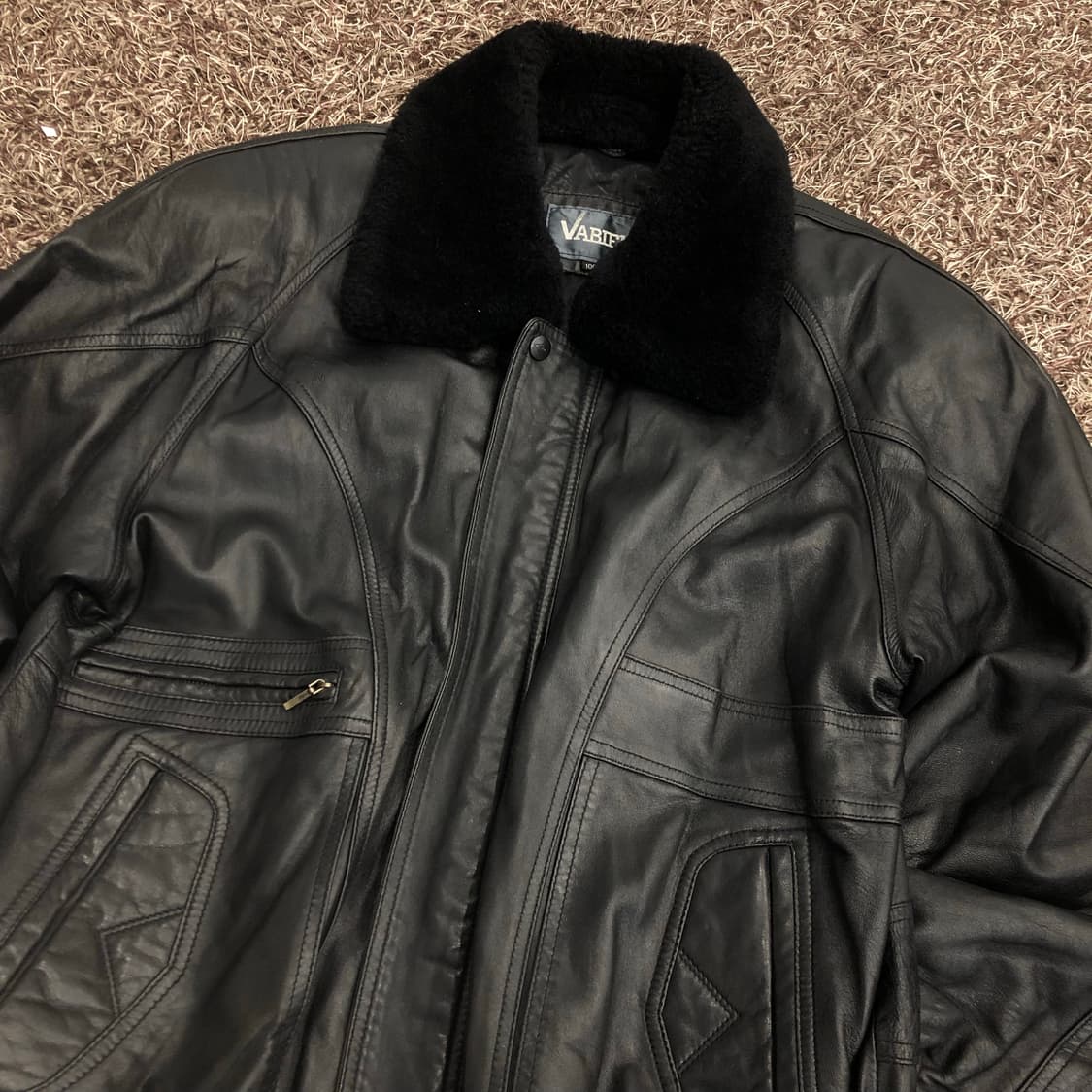 빈티지 양가죽 봄버 레더 가죽 자켓 퍼 카라 (탈부착) 상품이미지2
