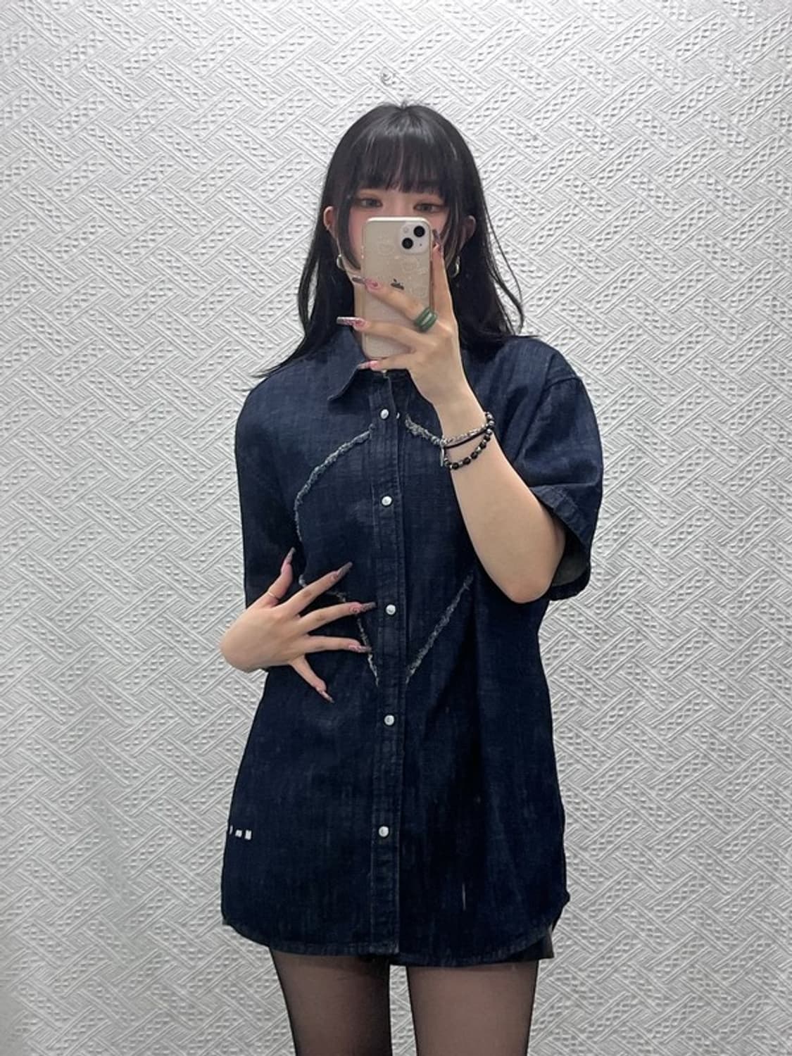 MMLG 빈티지 캐주얼 스트릿 키치 데님 셔츠 M C11796 상품이미지2