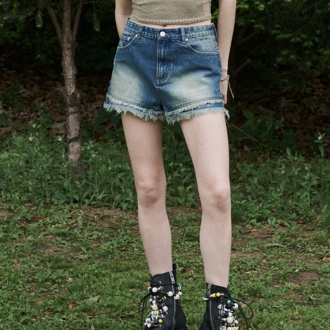 오디너리 홀리데이 프린지 레이어드 데님 쇼츠 상품이미지3