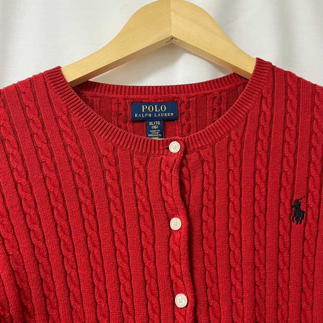 폴로 랄프로렌 케이블 니트 가디건 레드 상품이미지3