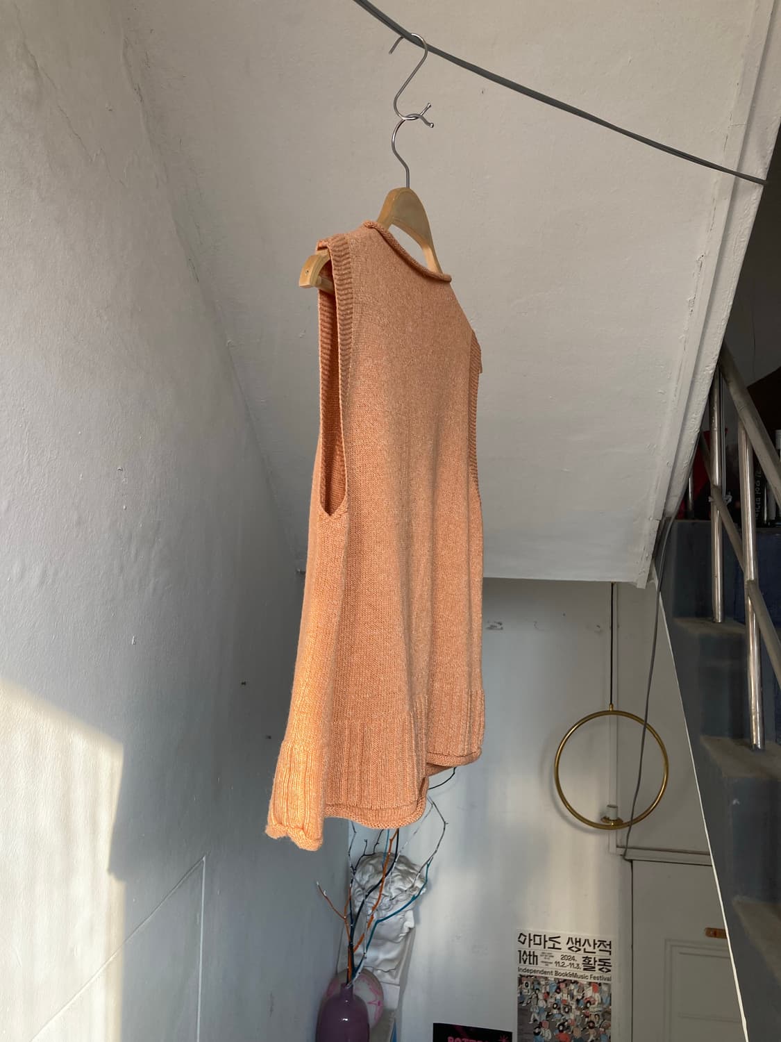 리넨•울 믹스 살구 니트 나시 상품이미지8