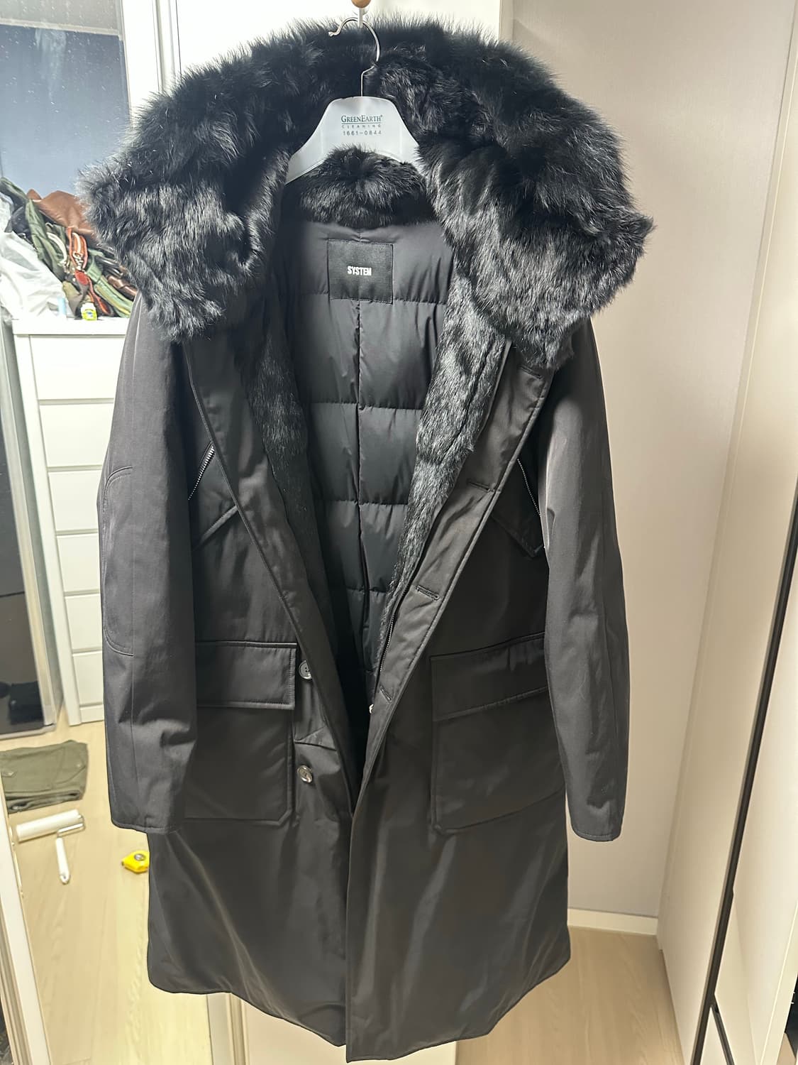 시스템옴므 구스다운 토끼털 롱패딩 105 상품이미지1