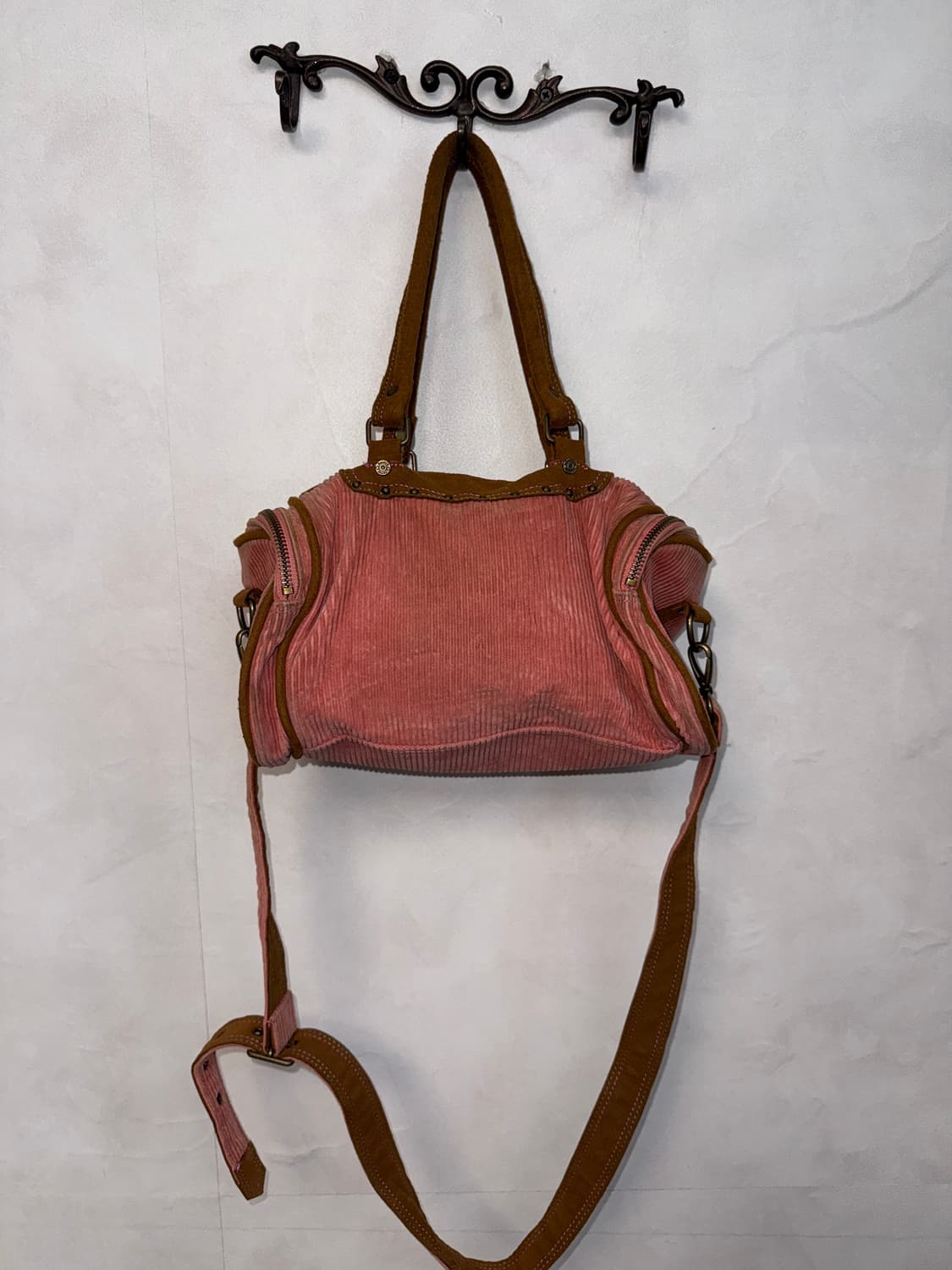 BanilaB pink brown western corduroy 투웨이백 상품이미지5