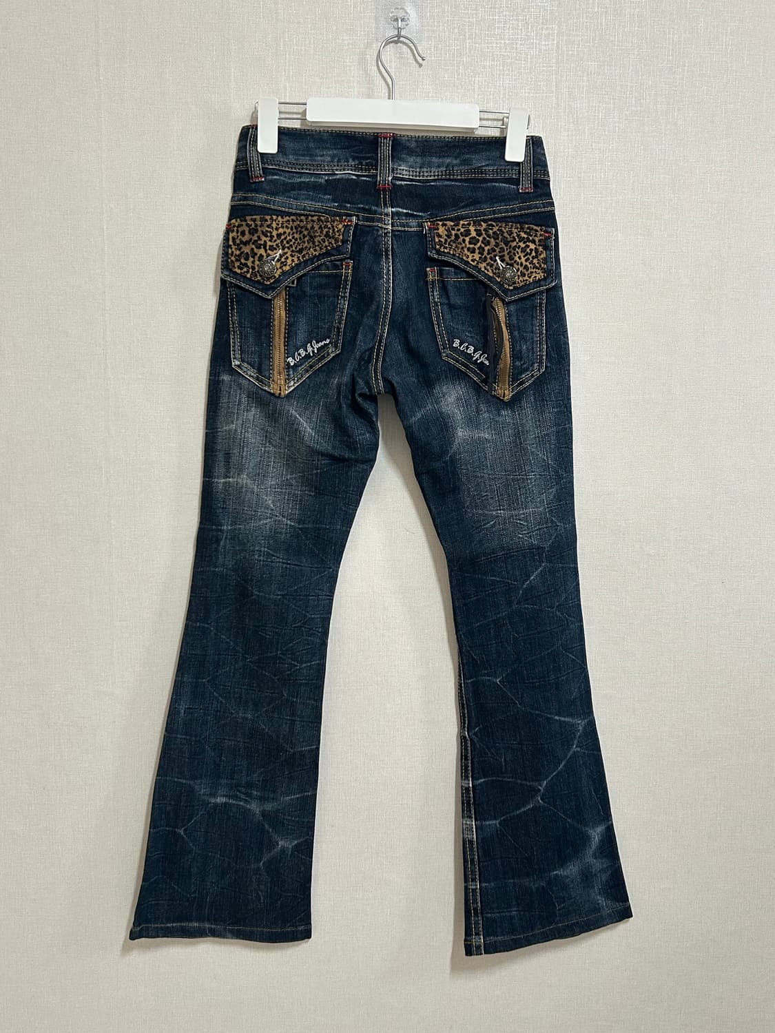 오네갸루 레오파드 워싱 부츠컷 팬츠 Y2K 핀터 상품이미지1