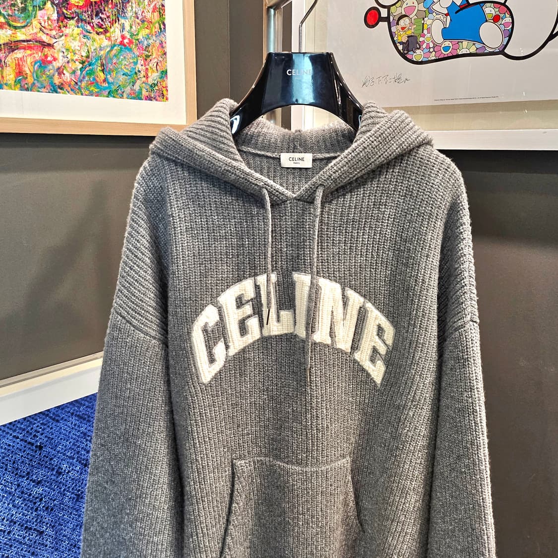 셀린느 립드 울 후드 스웨터 미디움 그레이 후드티 상품이미지3