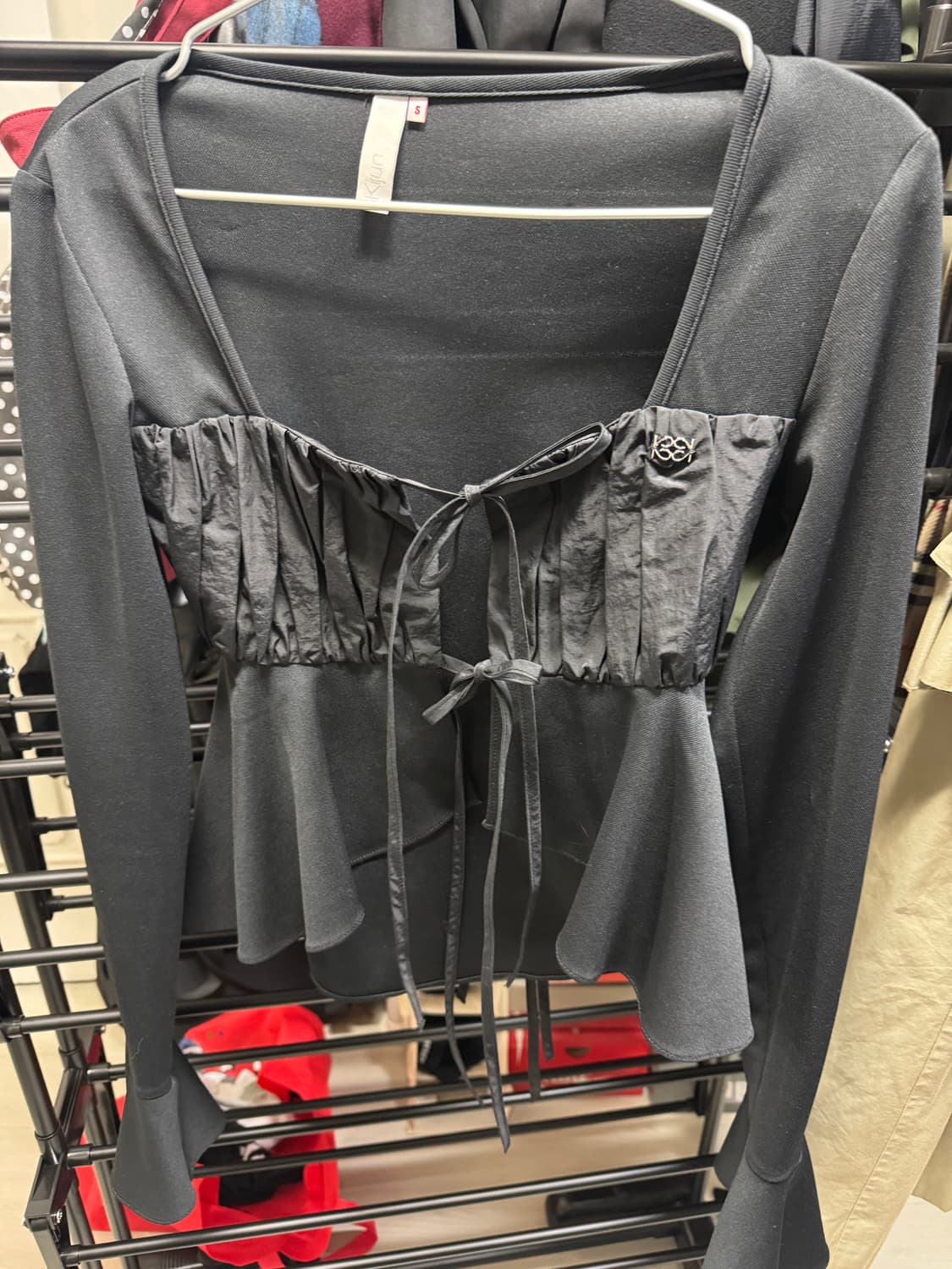 Kijun 기준 Shirring Tie Cardigan Black S 상품이미지8