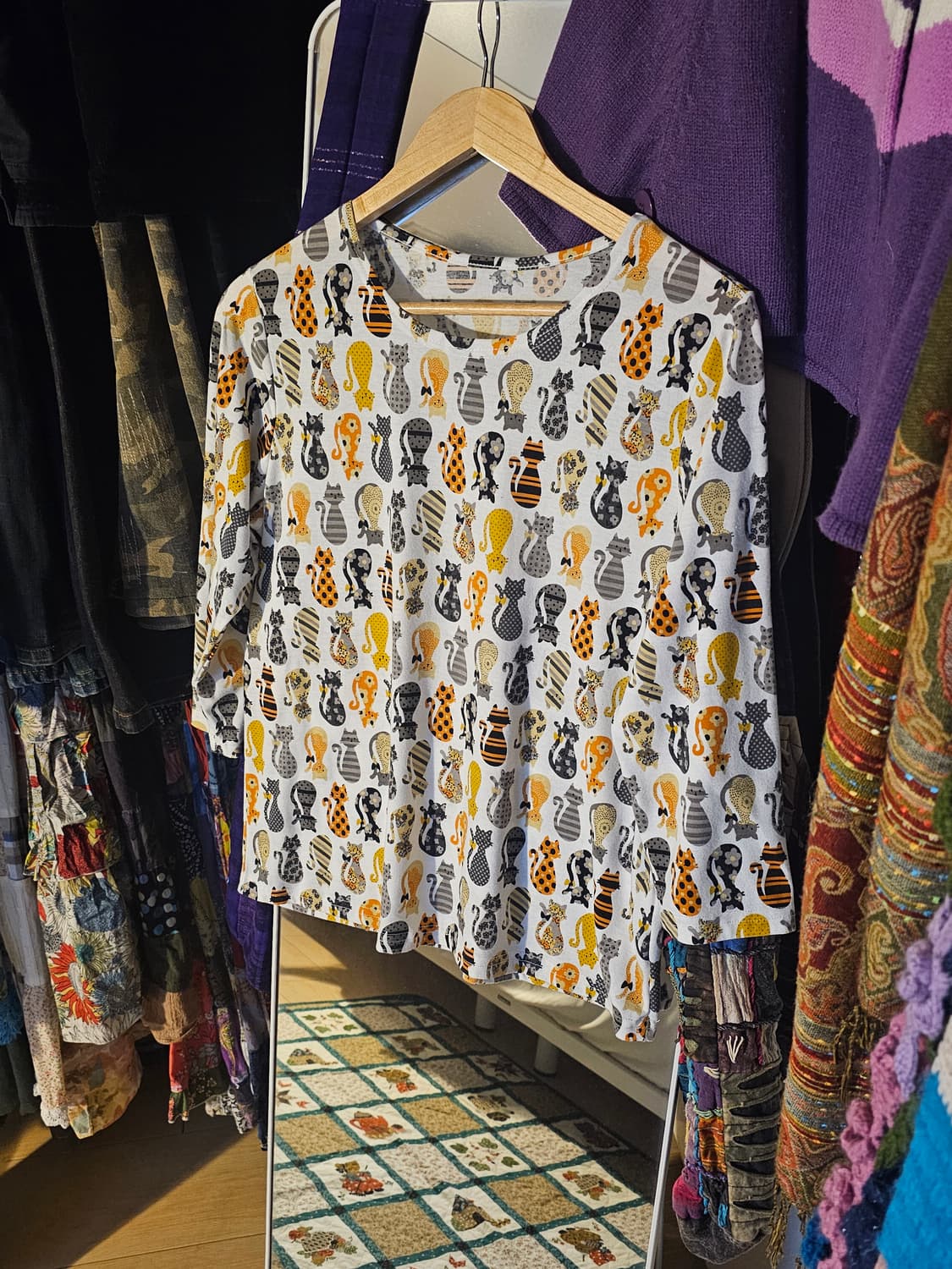 고양이 7부 소매 슬리브 상품이미지1