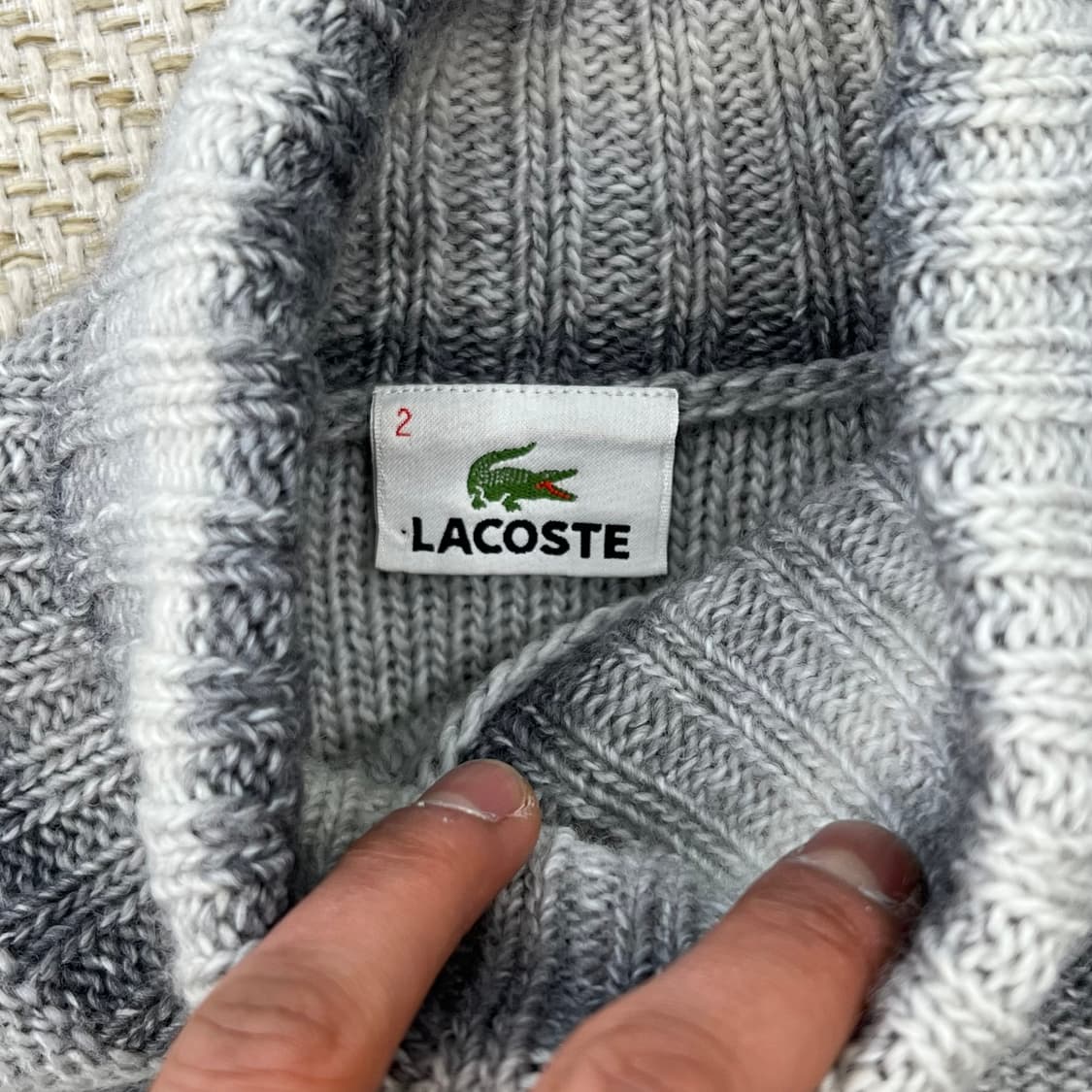 라코스테 스트라이프 터틀넥 울니트 r2929 상품이미지5