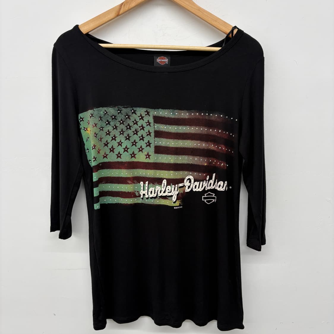할리데이비슨 미국 국기 블랙 티셔츠 여성 M 상품이미지2