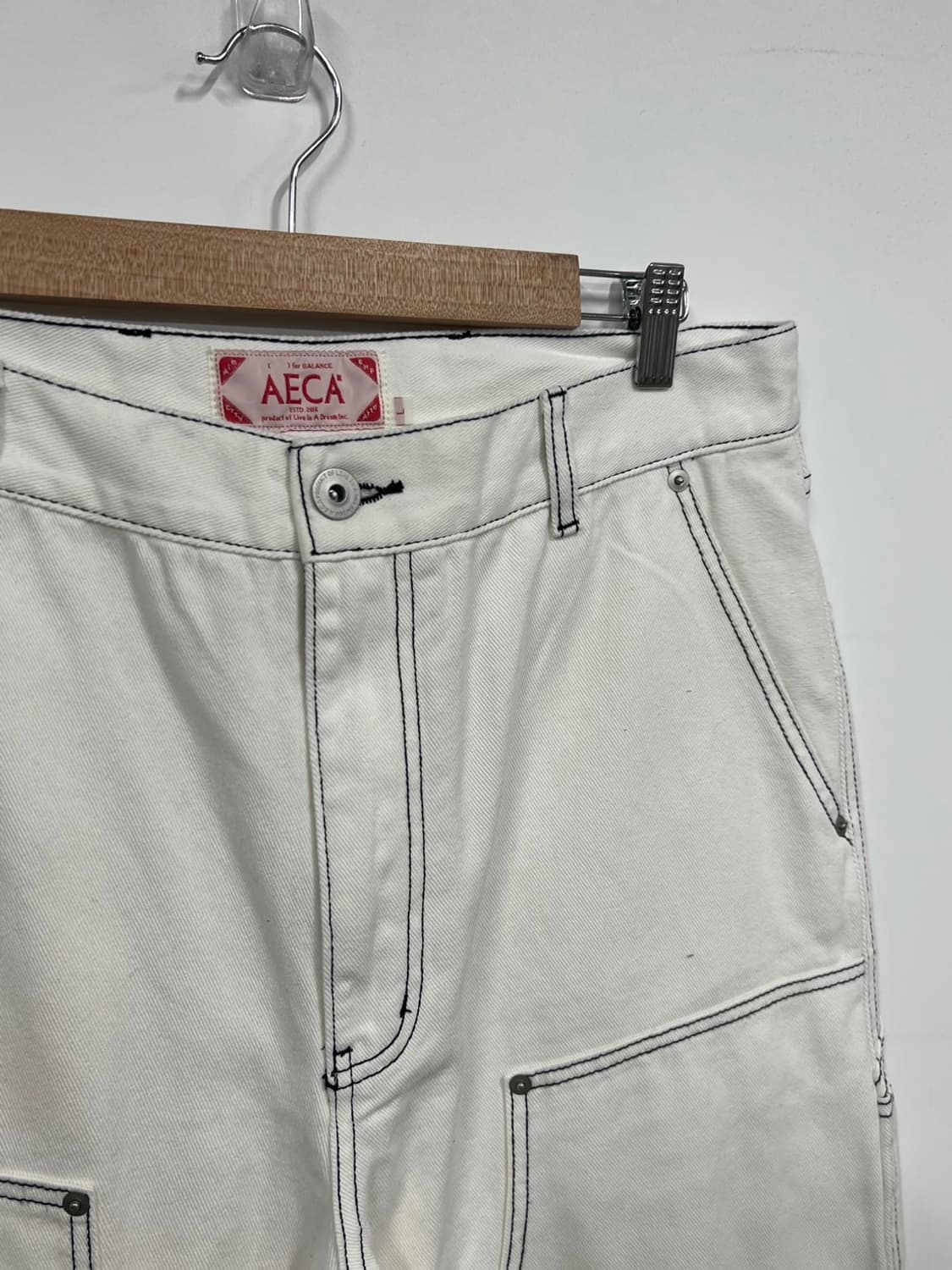 에이카화이트 더블니 와이드핏 워크웨어 데님 팬츠 상품이미지2