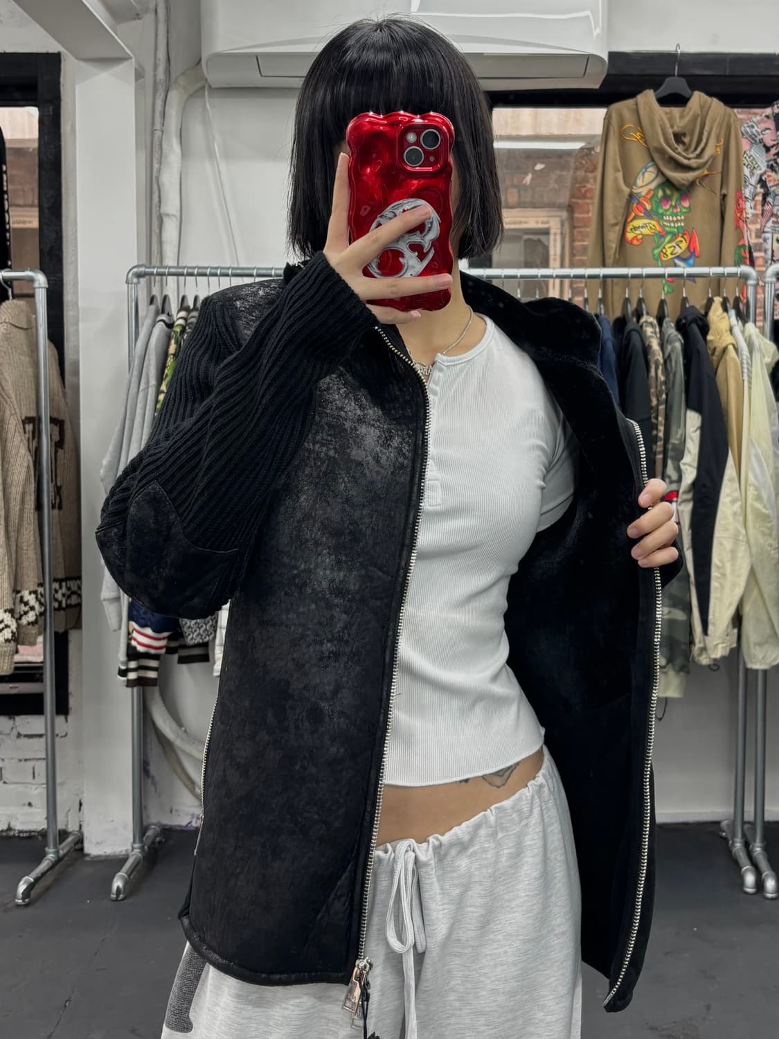 아르마니 익스체인지 스웨이드 니트 집업 상품이미지3