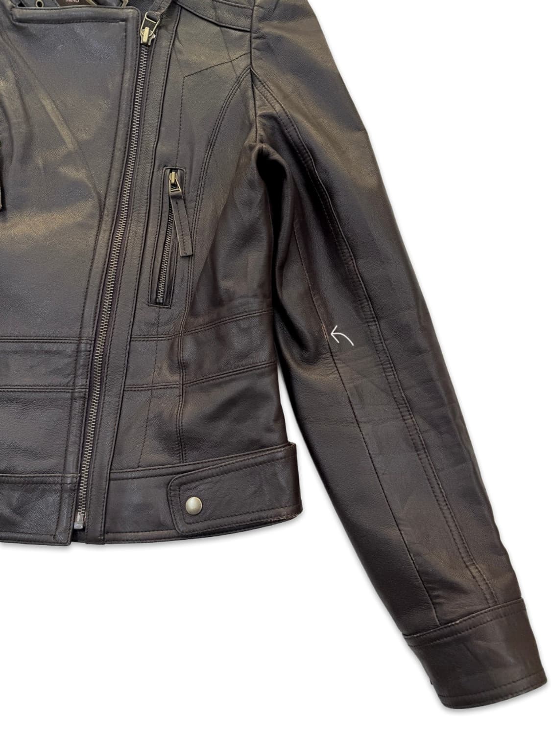 빈티지 ROBO 브라운 가죽 라이더 자켓 상품이미지4