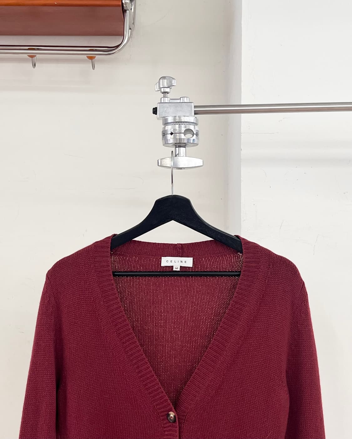 셀린느 버건디 캐시미어 브이넥 가디건 상품이미지2