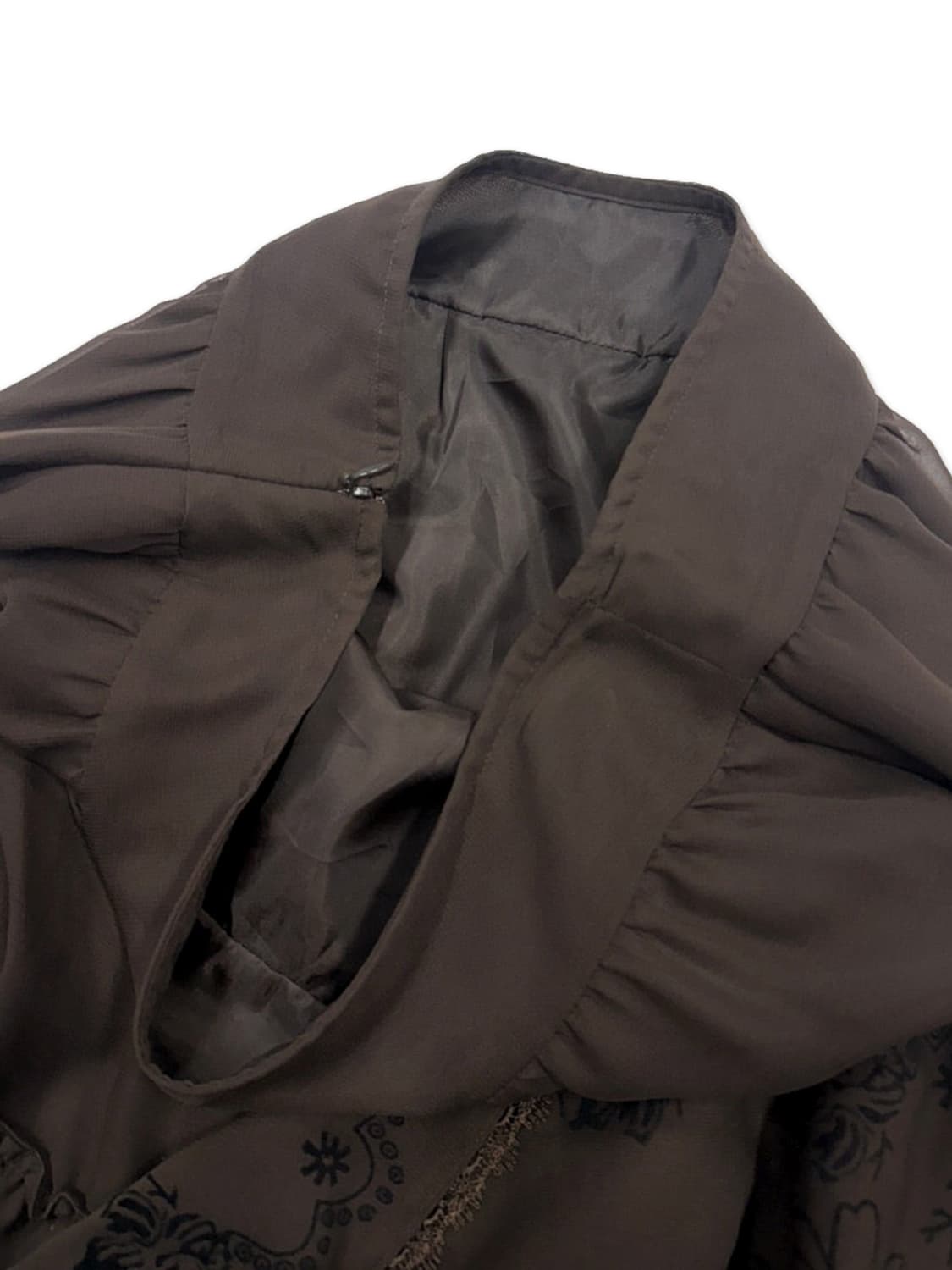 빈티지 브라운 시스루 로즈 플레어 미디 스커트 상품이미지4