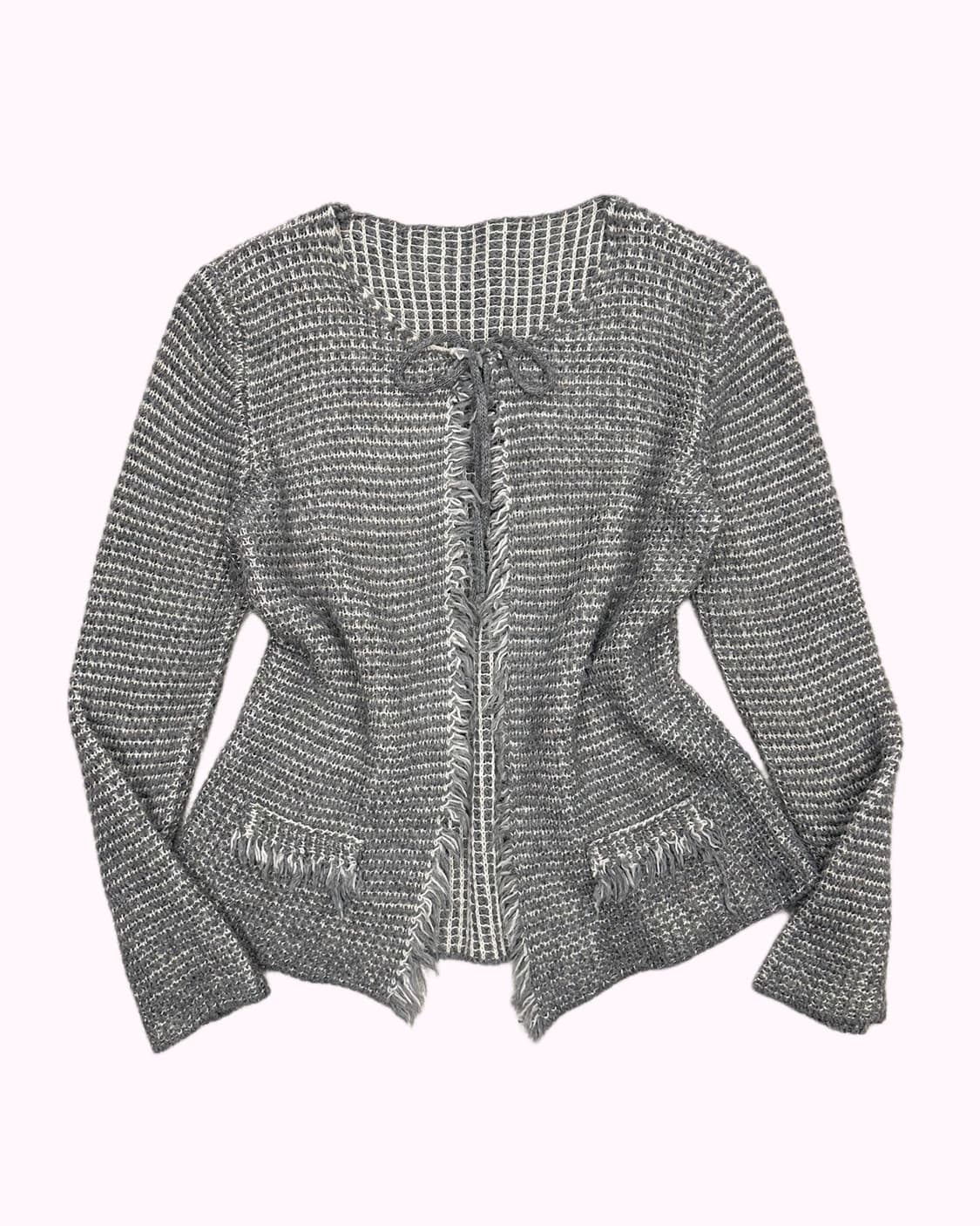 waffle knit ribbon cardigan 상품이미지1