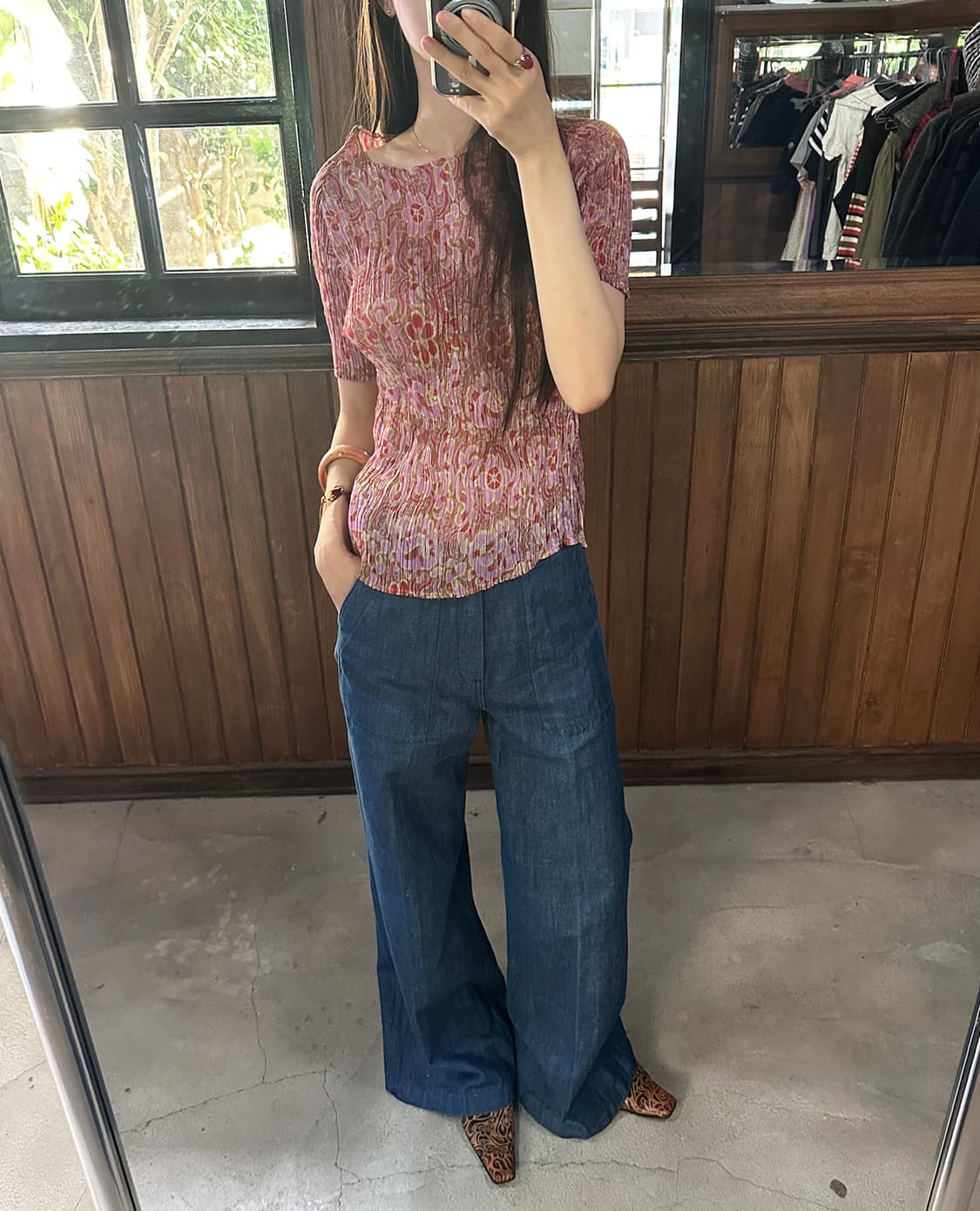 HYKE indigo denim flare pants 상품이미지3