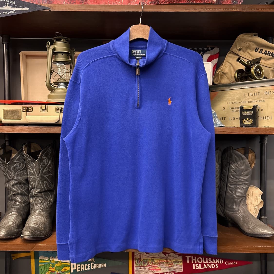 90s 폴로 랄프로렌 피마코튼 하프집업 니트 코발트블루 N922 상품이미지1